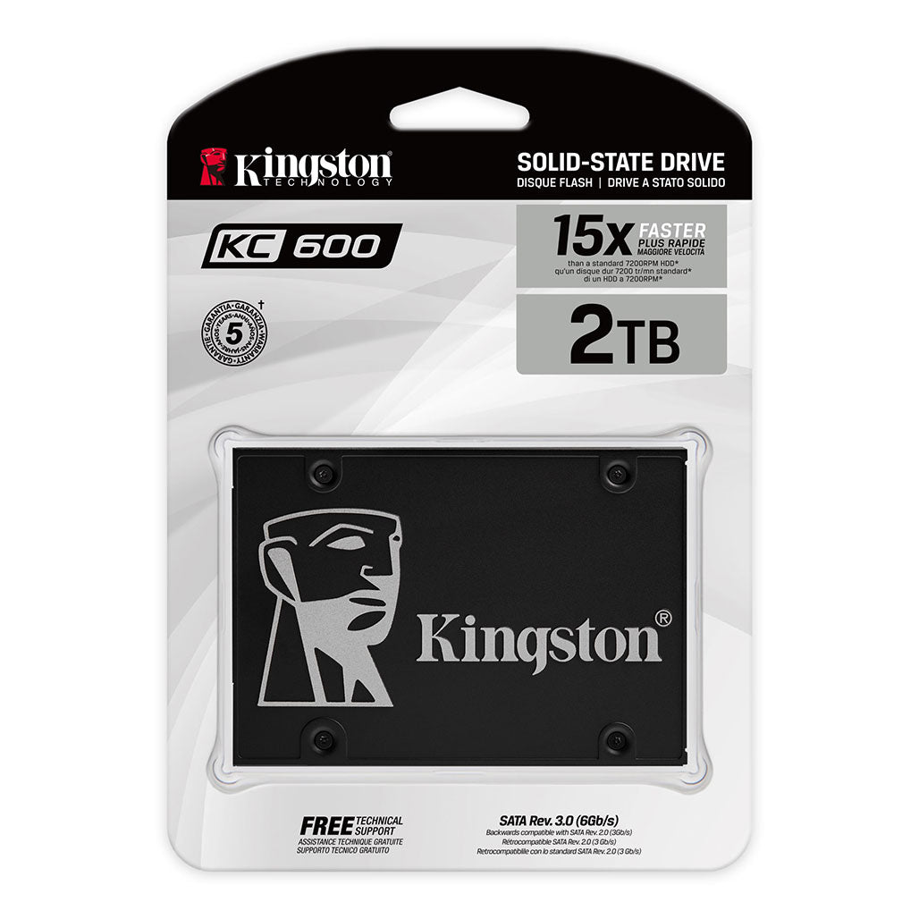 Kingston KC600 2048GB 2.5" SSD – High-Speed, Secure Storage with 3D TLC NAND