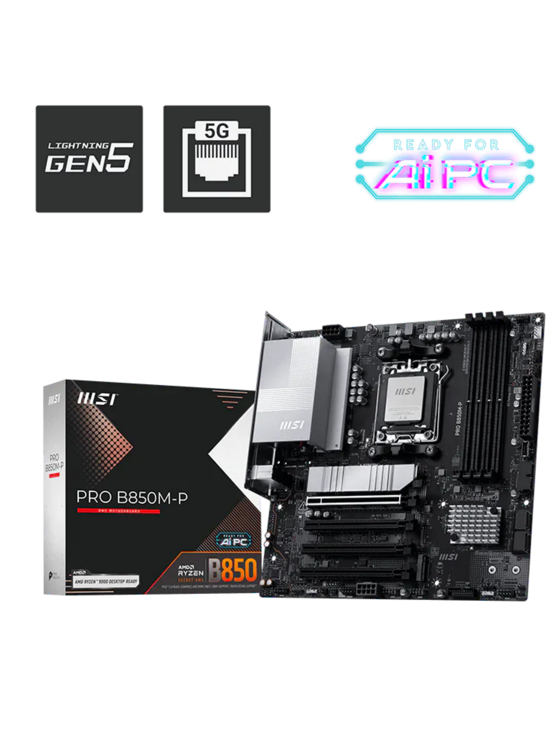 MSI PRO B850M-P M-ATX DDR5 Motherboard - AM5-5
