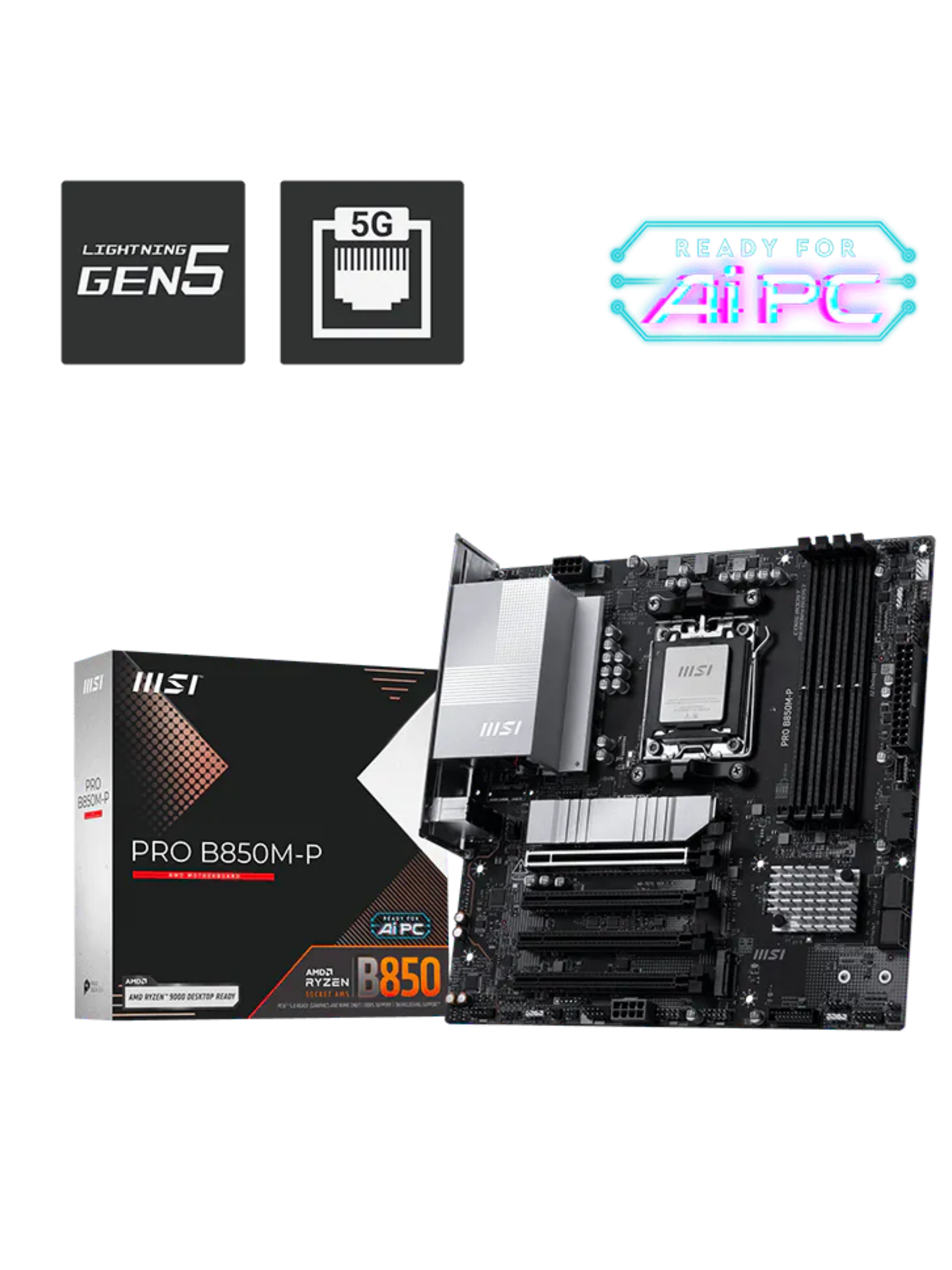 MSI PRO B850M-P M-ATX DDR5 Motherboard - AM5-5