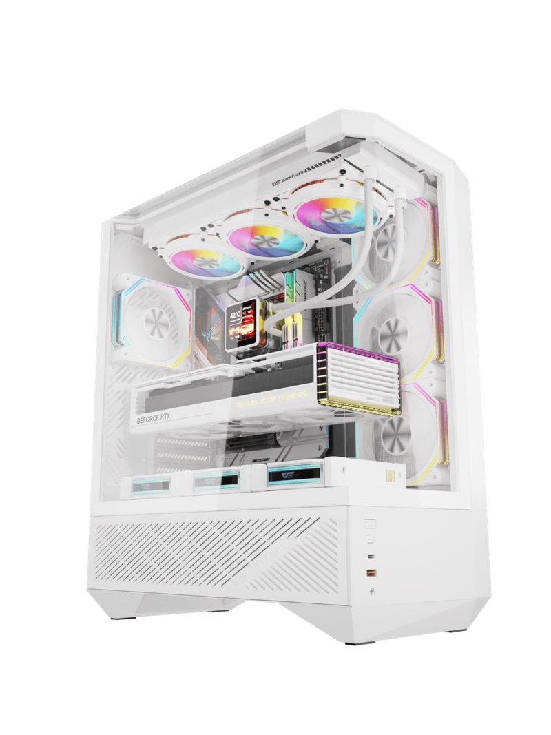 Darkflash DY460 Mid-Tower ATX Gaming Case - Tempered Glass - 4 Infinity Fans - ARGB Controller - White-1