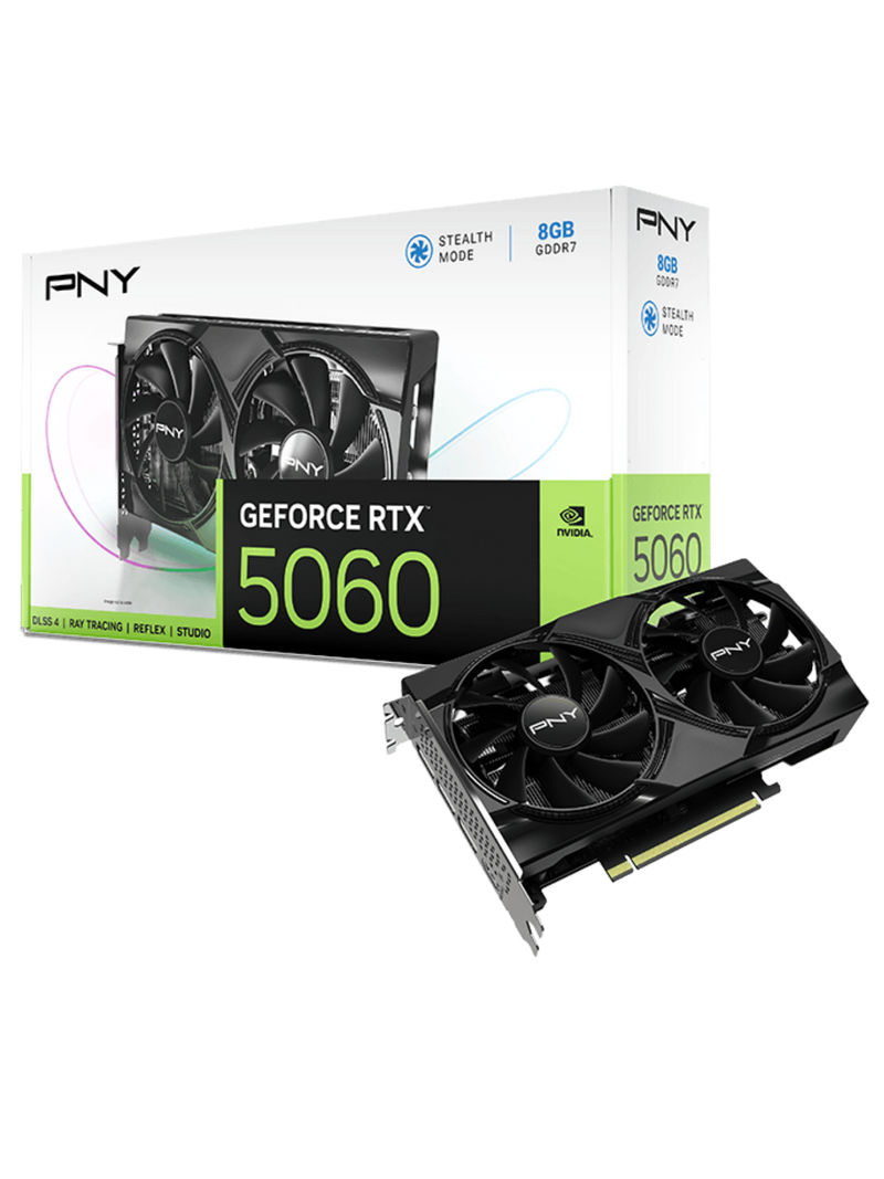 PNY GeForce RTX 5060 8GB GDDR7 - Dual Fans - DLSS 4 - Black-1