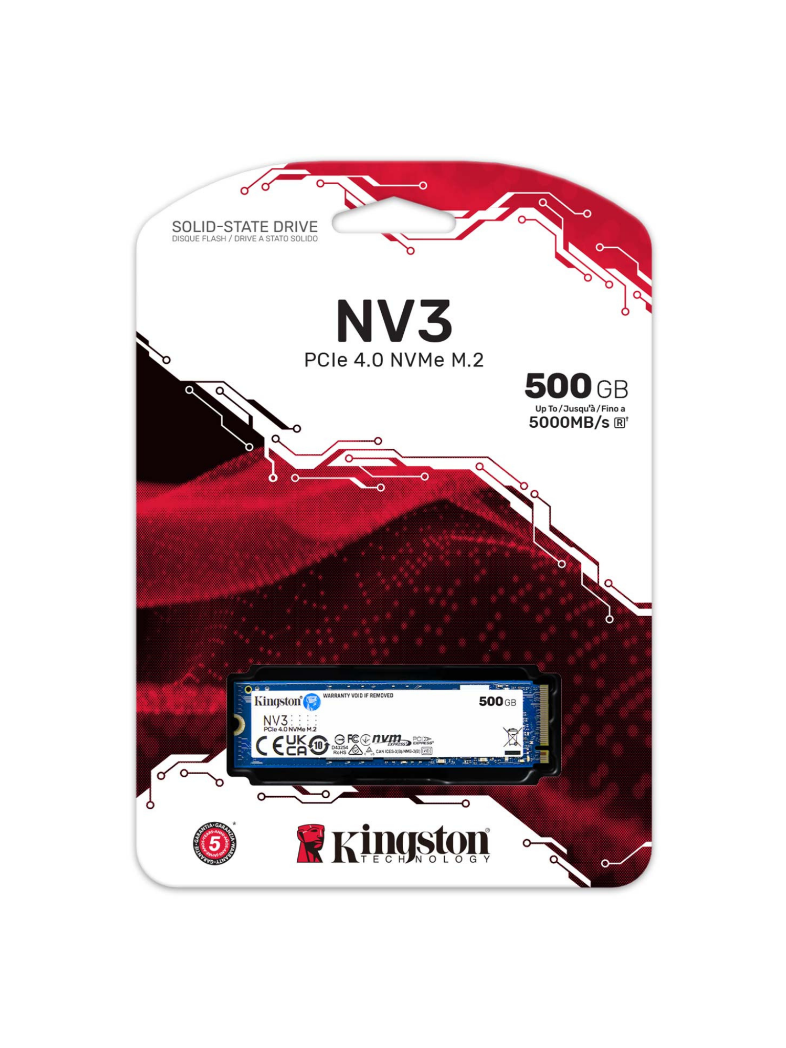 Kingston NV3 500GB PCIe NVMe SSD Gen 4 - 5000MB/s