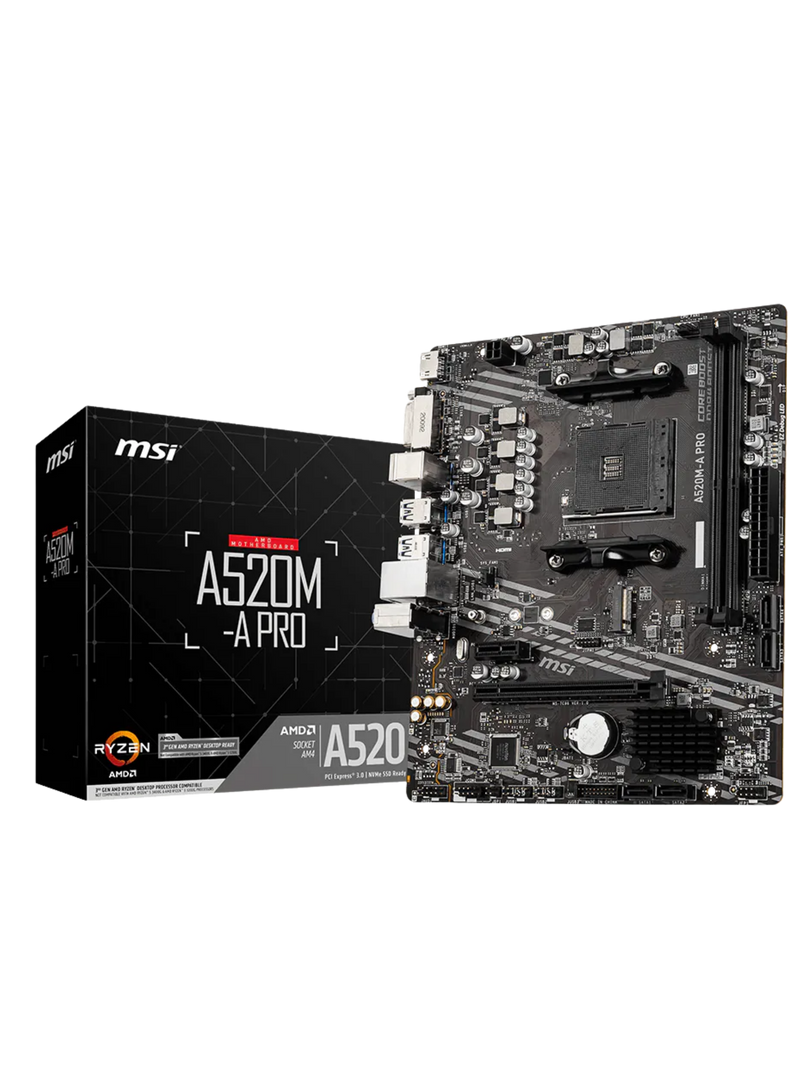 MSI A520M-A PRO DDR4 M-ATX Motherboard - AMD AM4-1