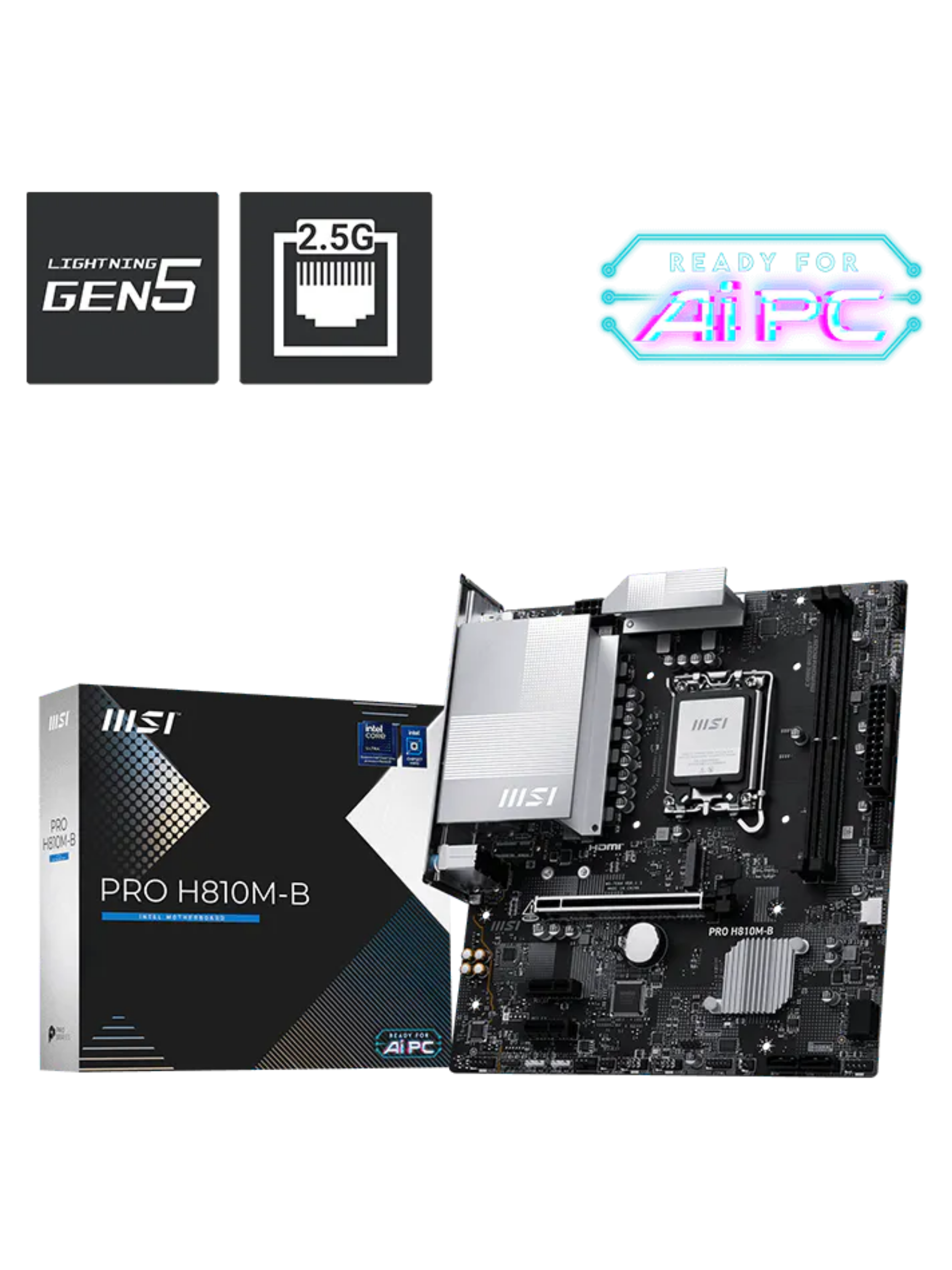 MSI PRO H810M-B M-ATX DDR5 Motherboard - LGA 1851-5