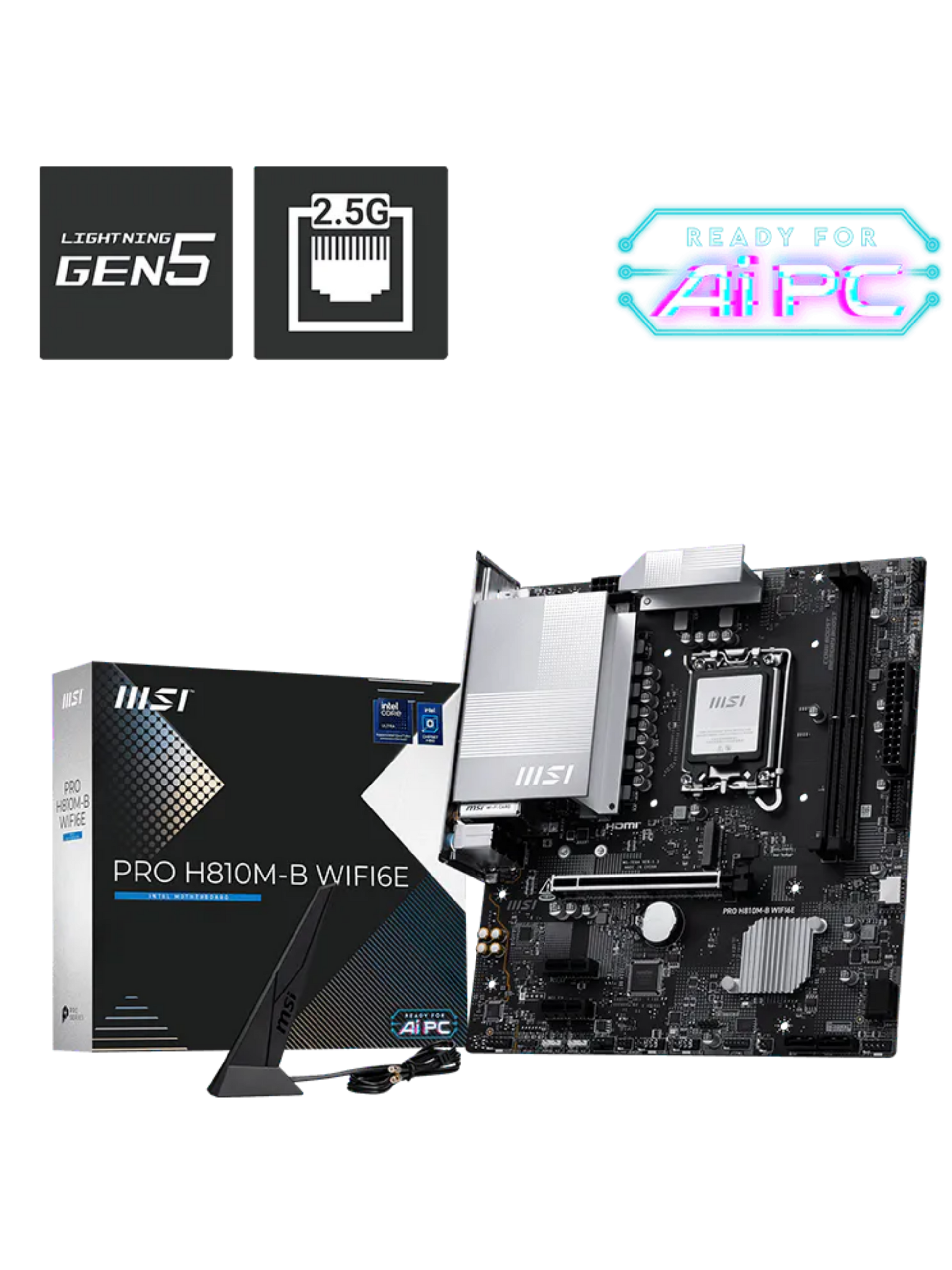 MSI PRO H810M-B WIFI 6E M-ATX DDR5 Motherboard - LGA 1851-4