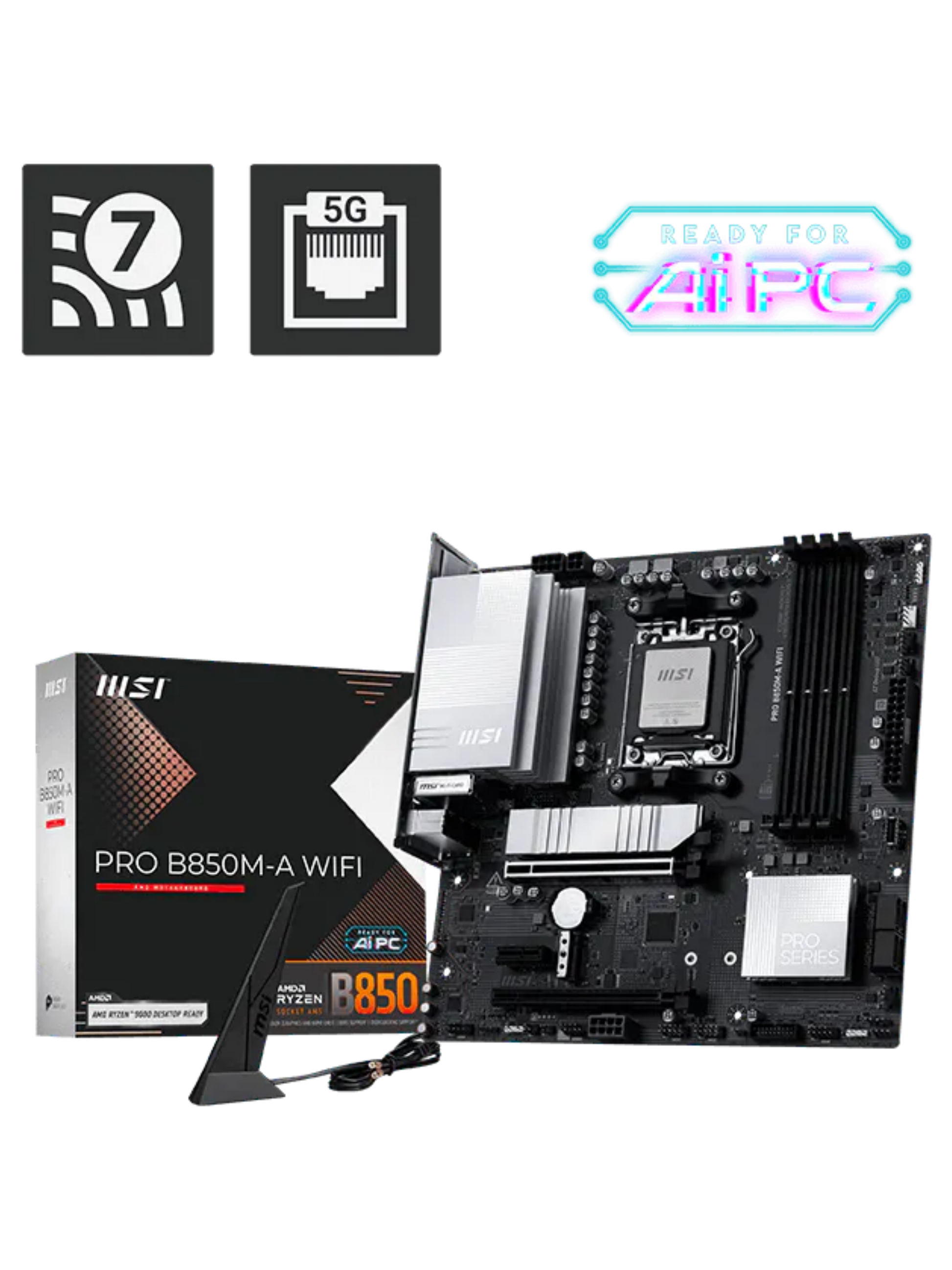 MSI PRO B850M-A WIFI M-ATX DDR5 Motherboard - AM5-4
