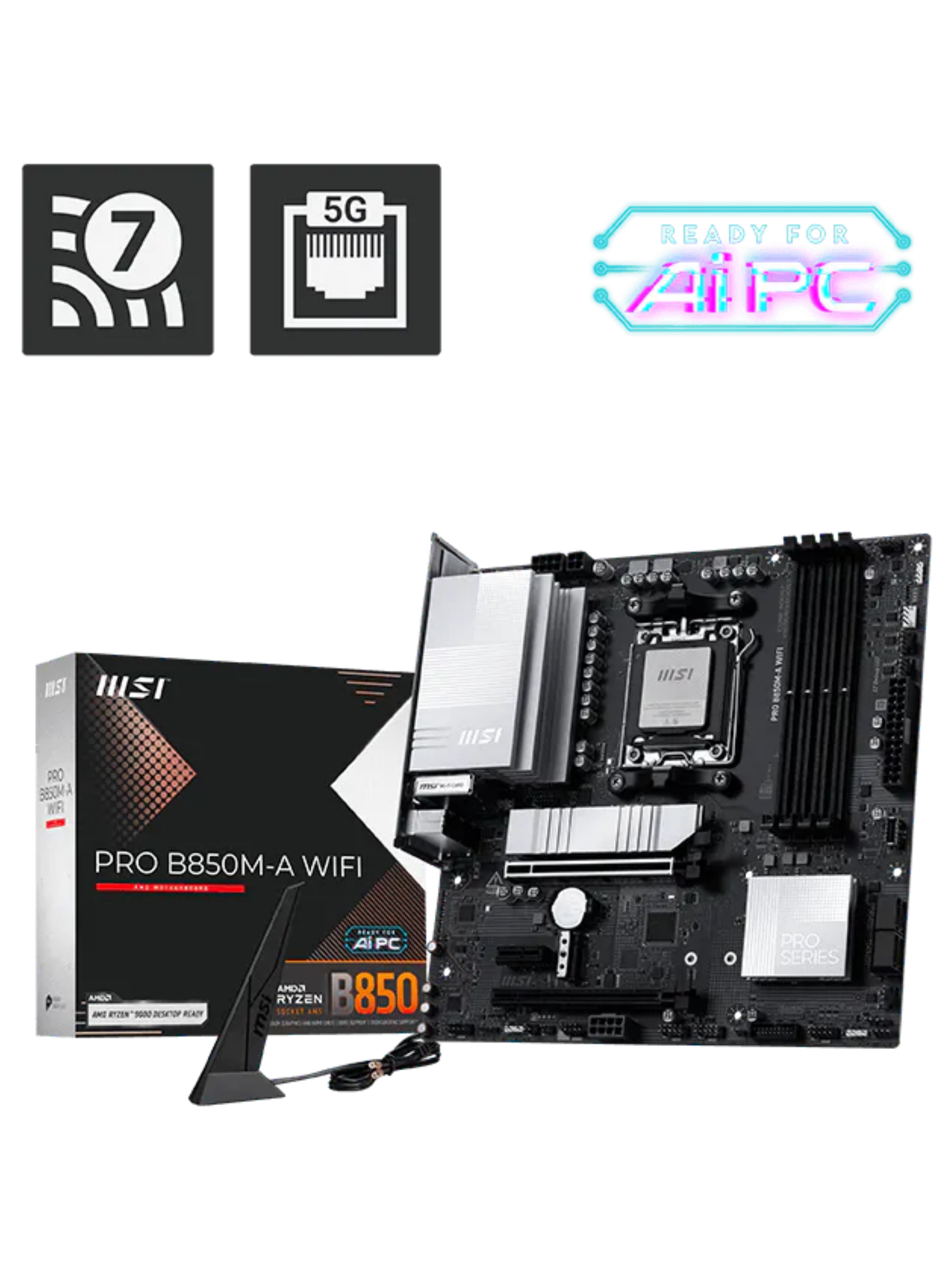 MSI PRO B850M-A WIFI M-ATX DDR5 Motherboard - AM5-4