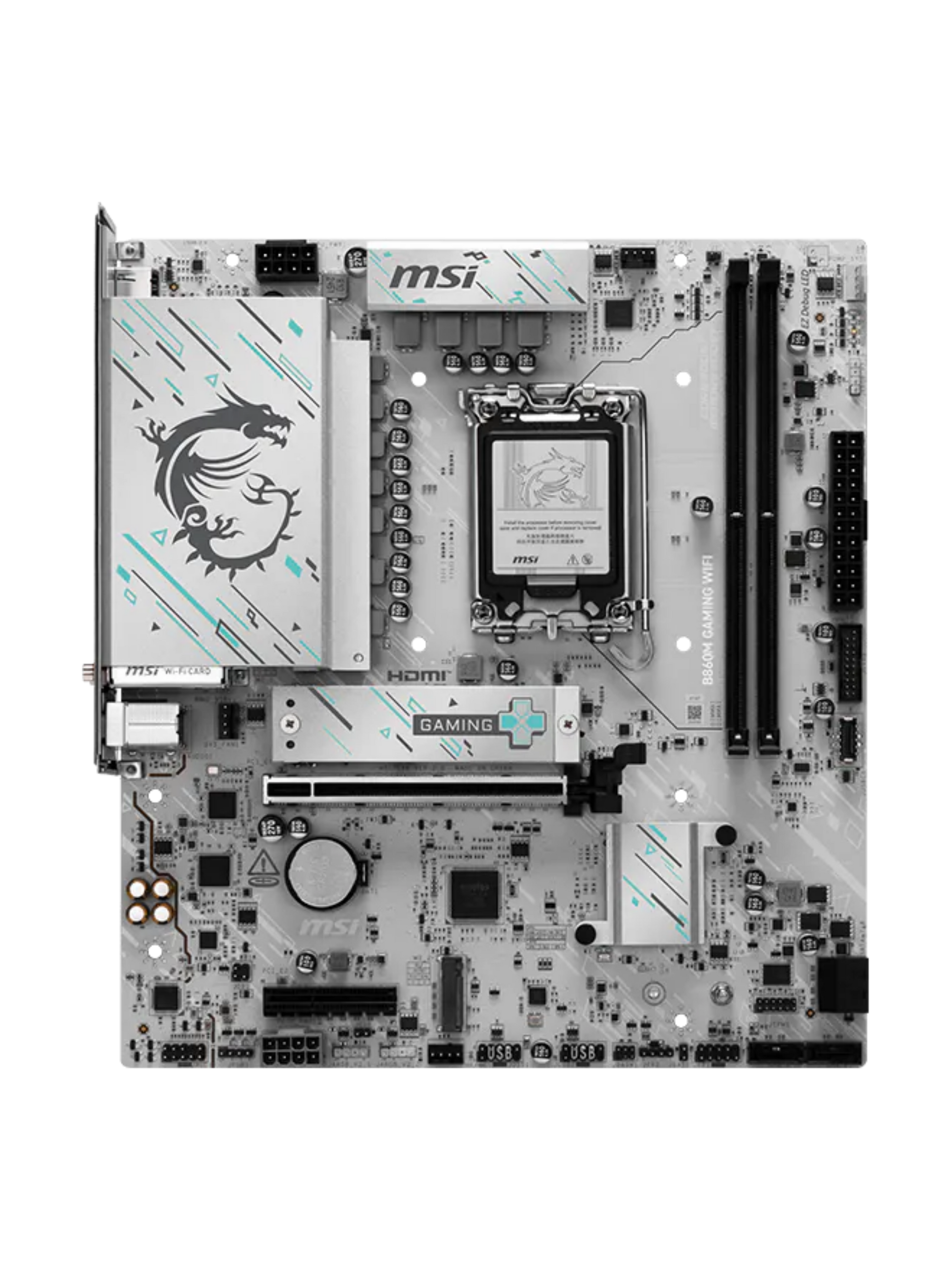 MSI B860M GAMING WIFI M-ATX DDR5 Motherboard - White - LGA 1851-3