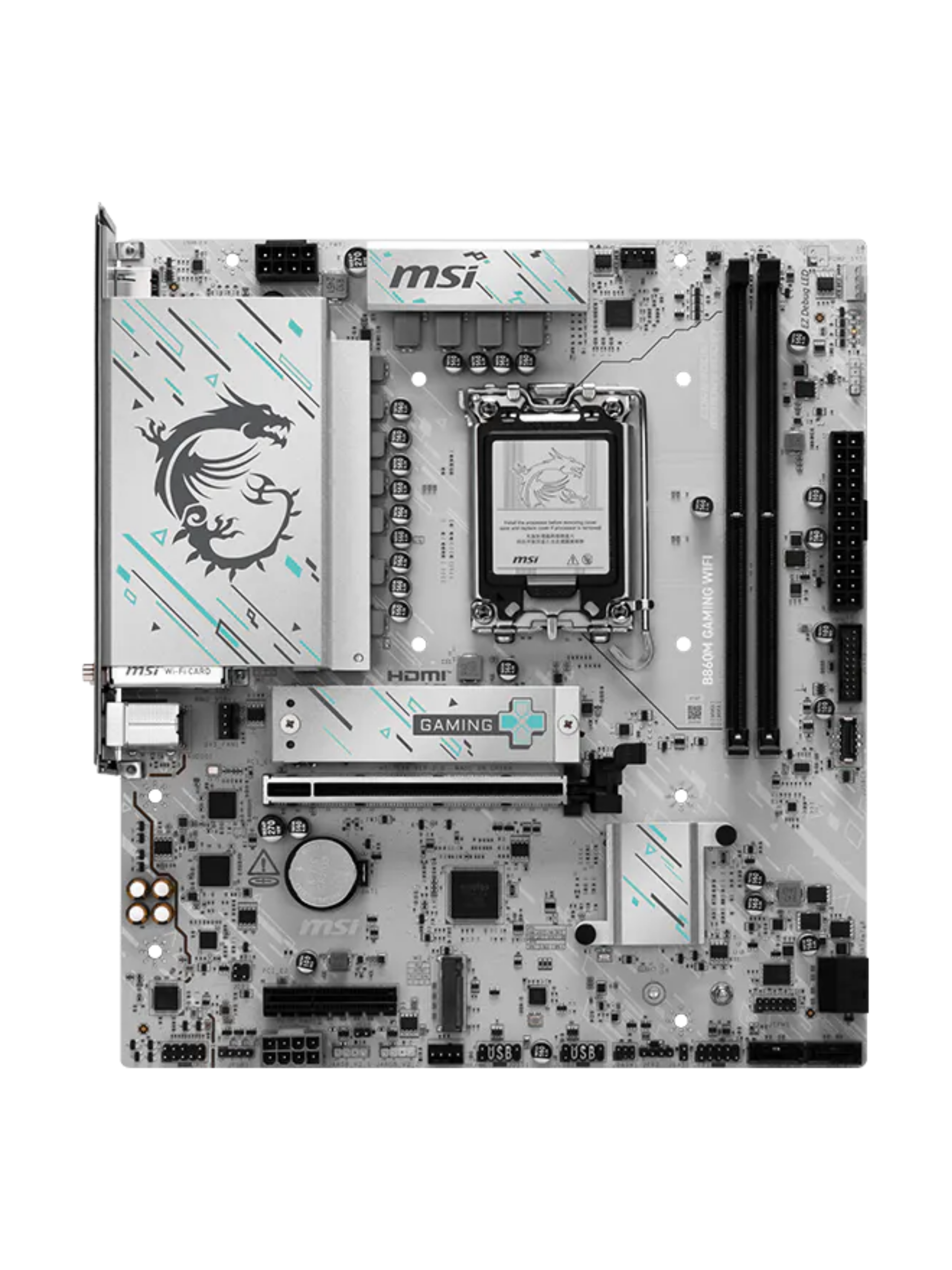 MSI B860M GAMING WIFI M-ATX DDR5 Motherboard - White - LGA 1851-3