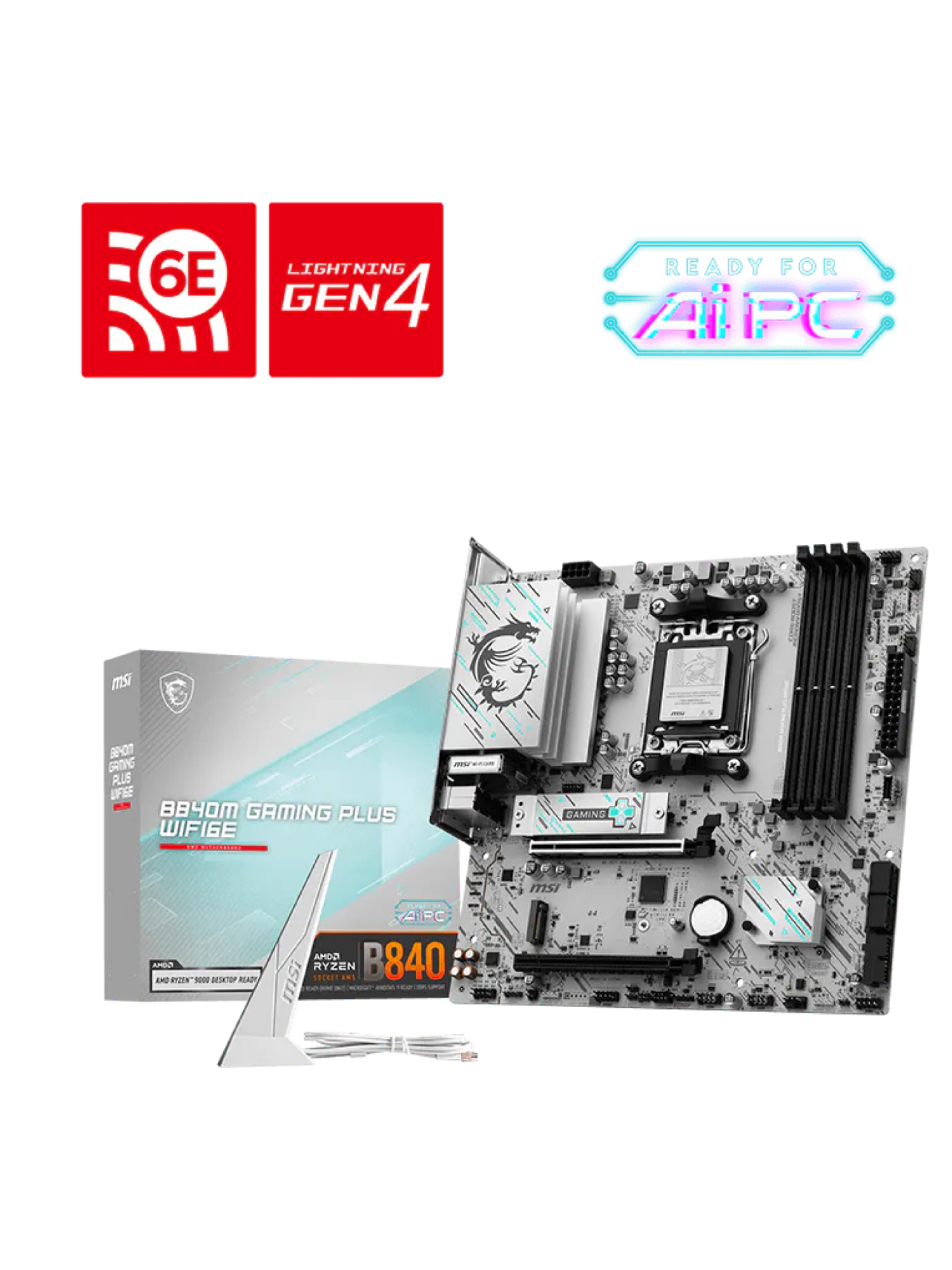 MSI B840M Gaming Plus WIFI6E M-ATX DDR5 Motherboard - AM5-5