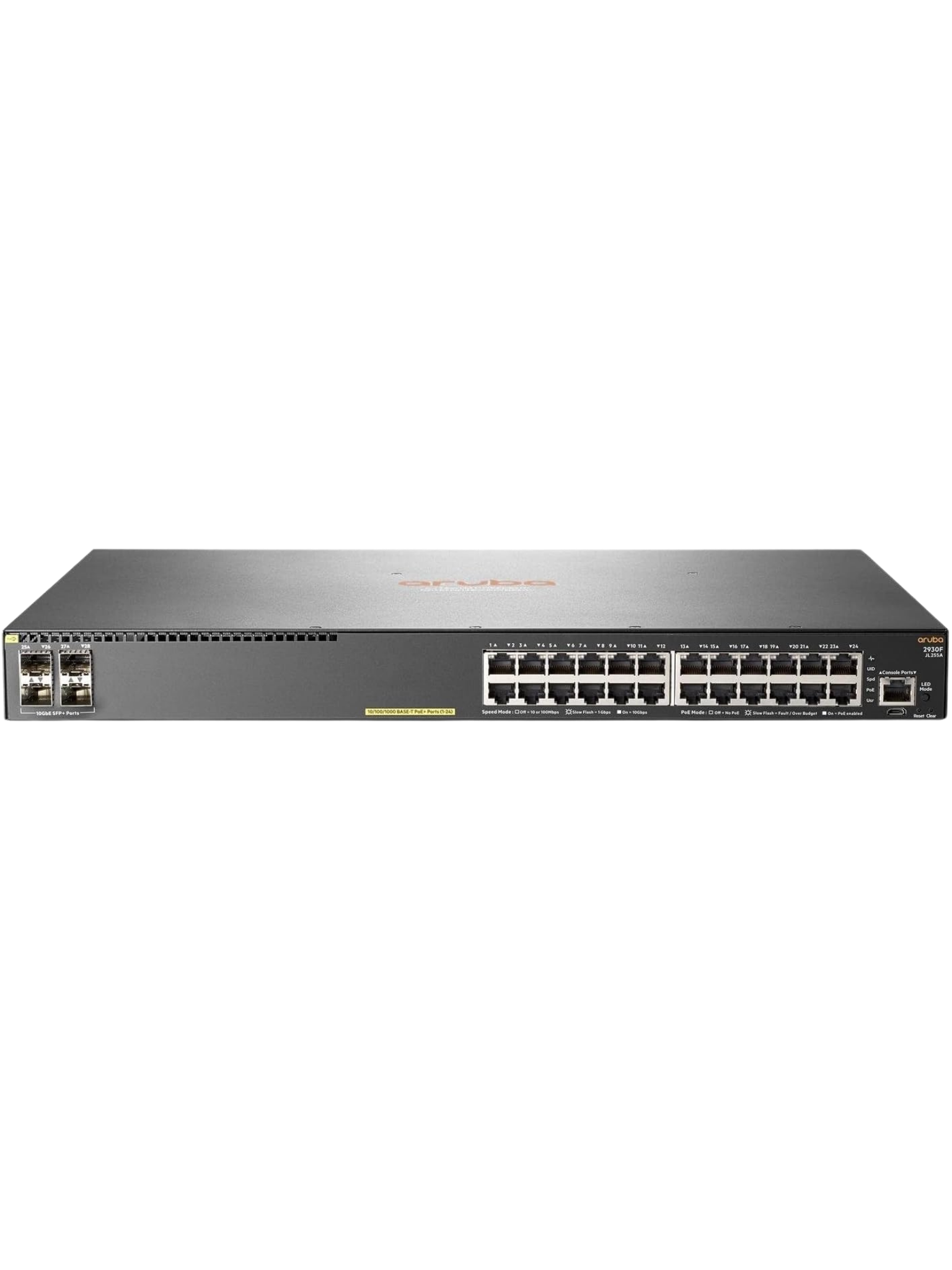 HPE Aruba 2930F Instant Networking Layer 3 Switch - 24G PoE+ - 4SFP+ - 370W -  JL255A