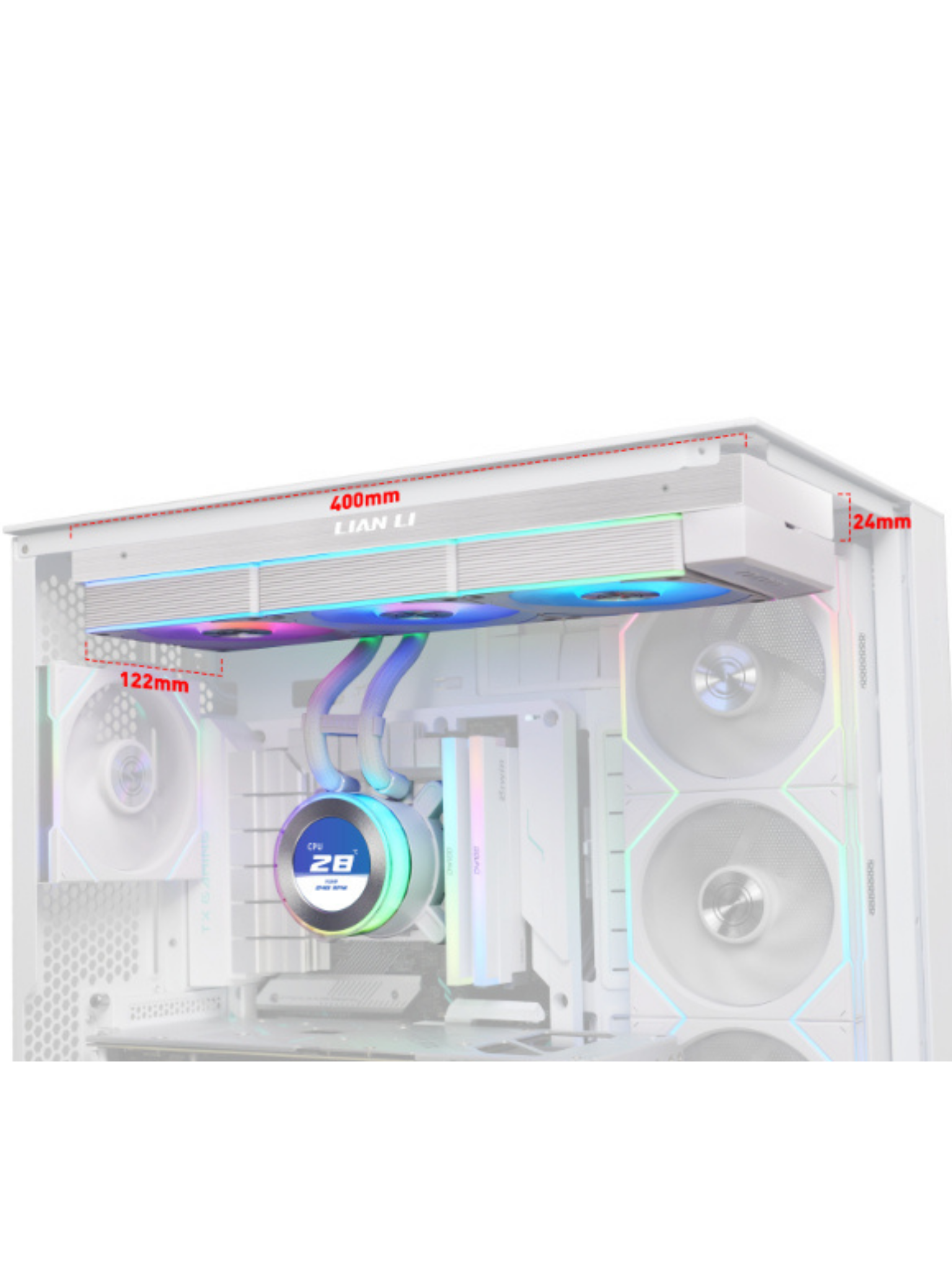 Lian Li HydroShift II LCD-C 360R CPU Liquid Cooler - Customizable Display - Hidden Tubes - White-3