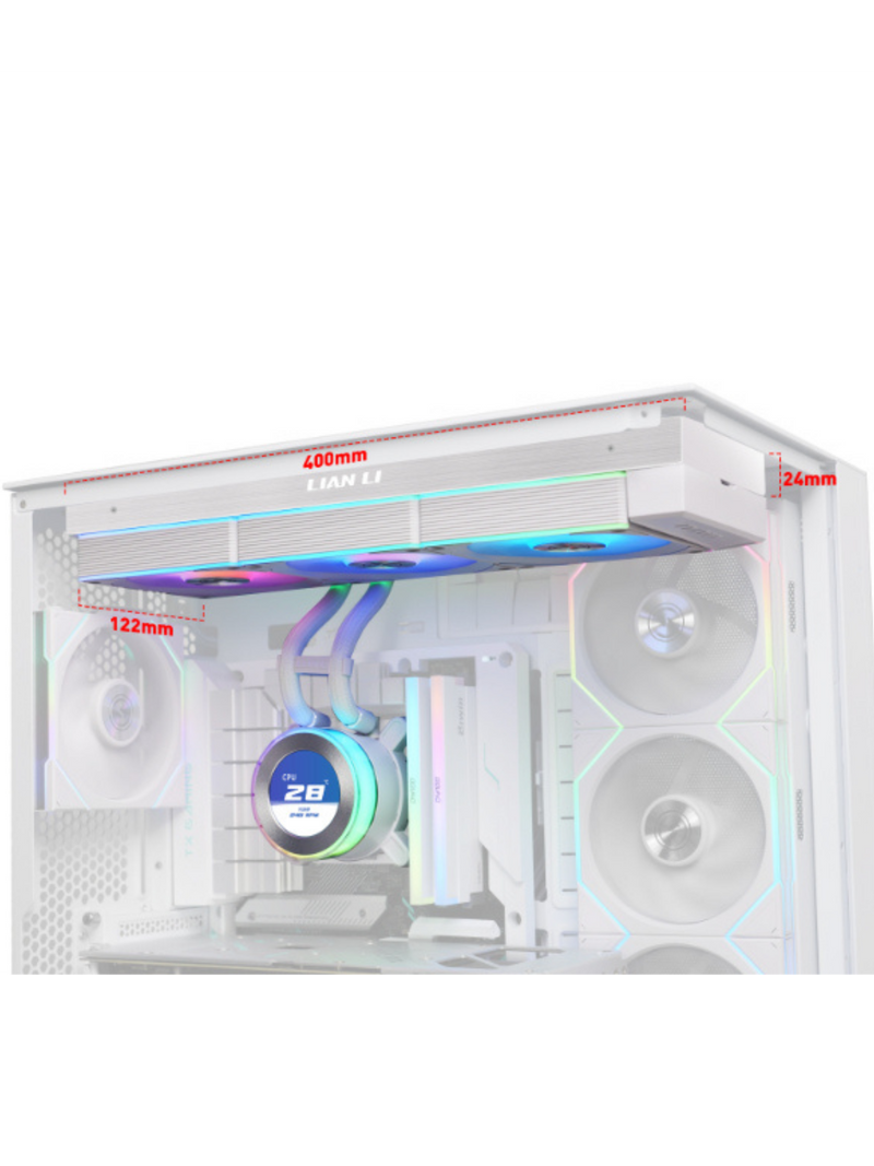 Lian Li HydroShift II LCD-C 360R CPU Liquid Cooler - Customizable Display - Hidden Tubes - White-3