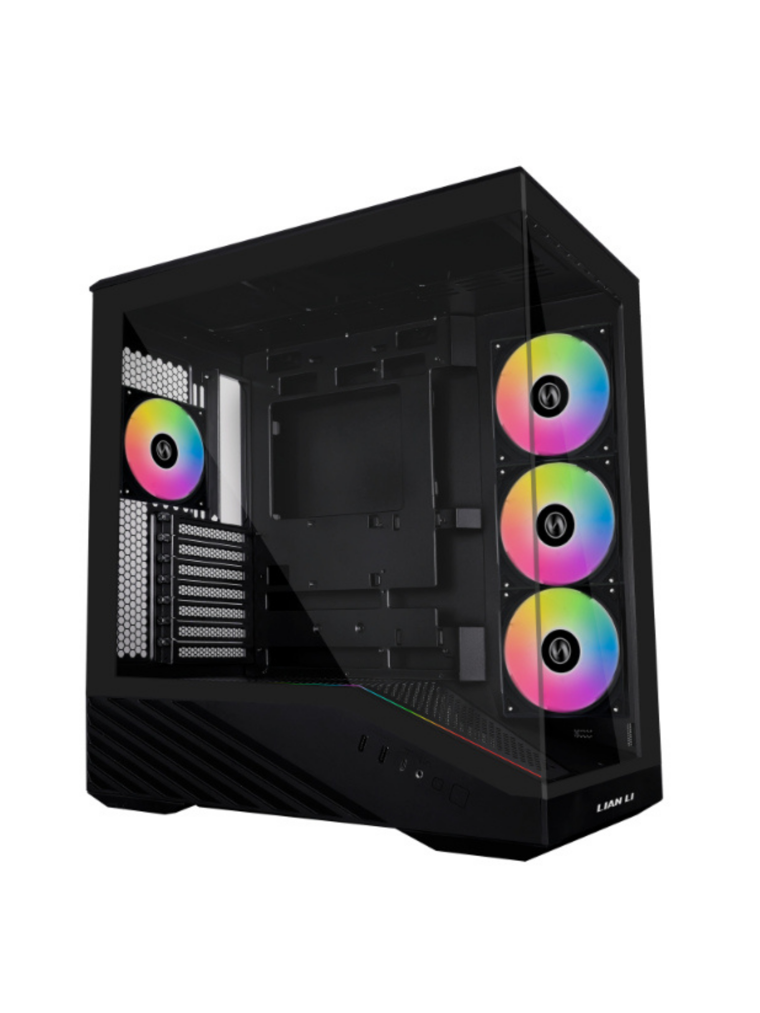 Lian Li Vector V100 Mid Tower Tempered Glass Gaming Case - 4 ARGB Fans - Black