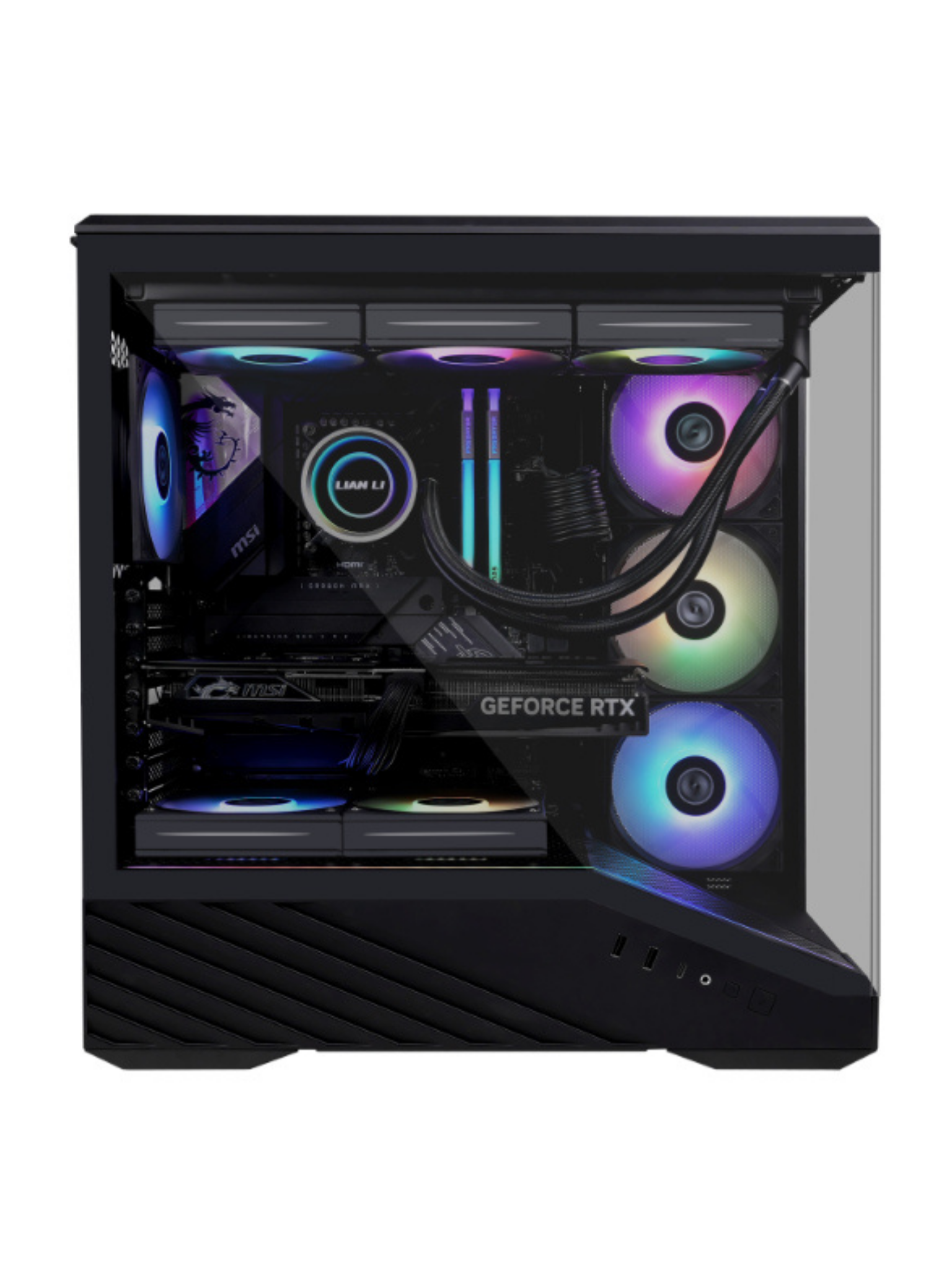Lian Li Vector V100 Mid Tower Tempered Glass Gaming Case - 4 ARGB Fans - Black-6