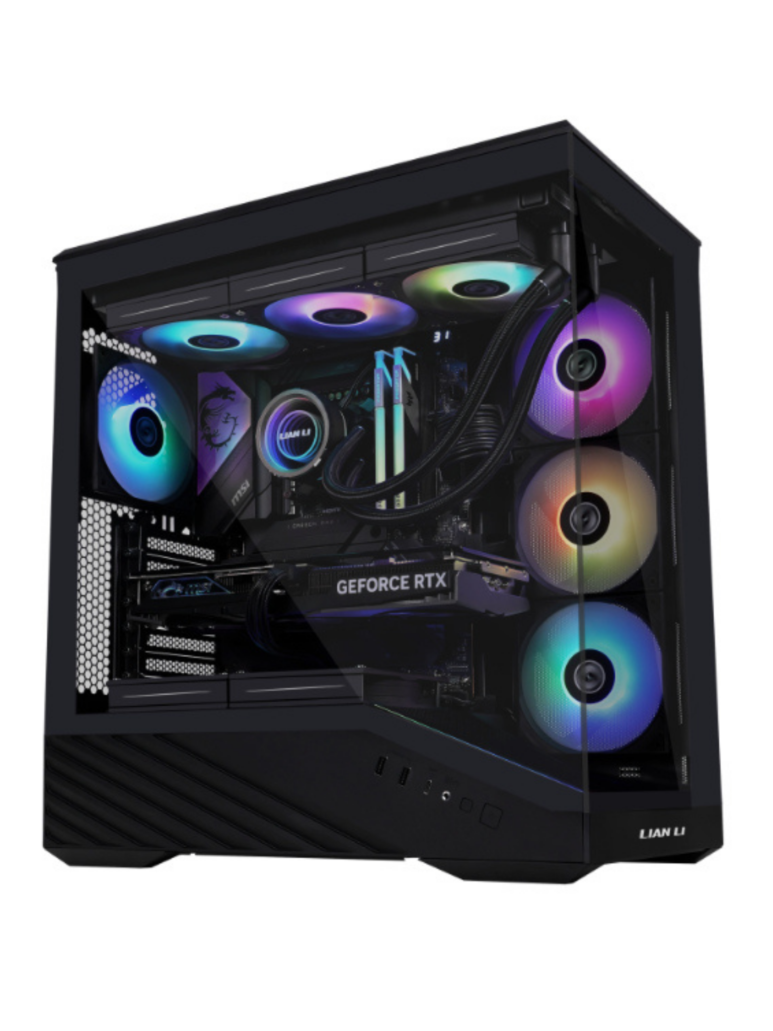 Lian Li Vector V100 Mid Tower Tempered Glass Gaming Case - 4 ARGB Fans - Black-5