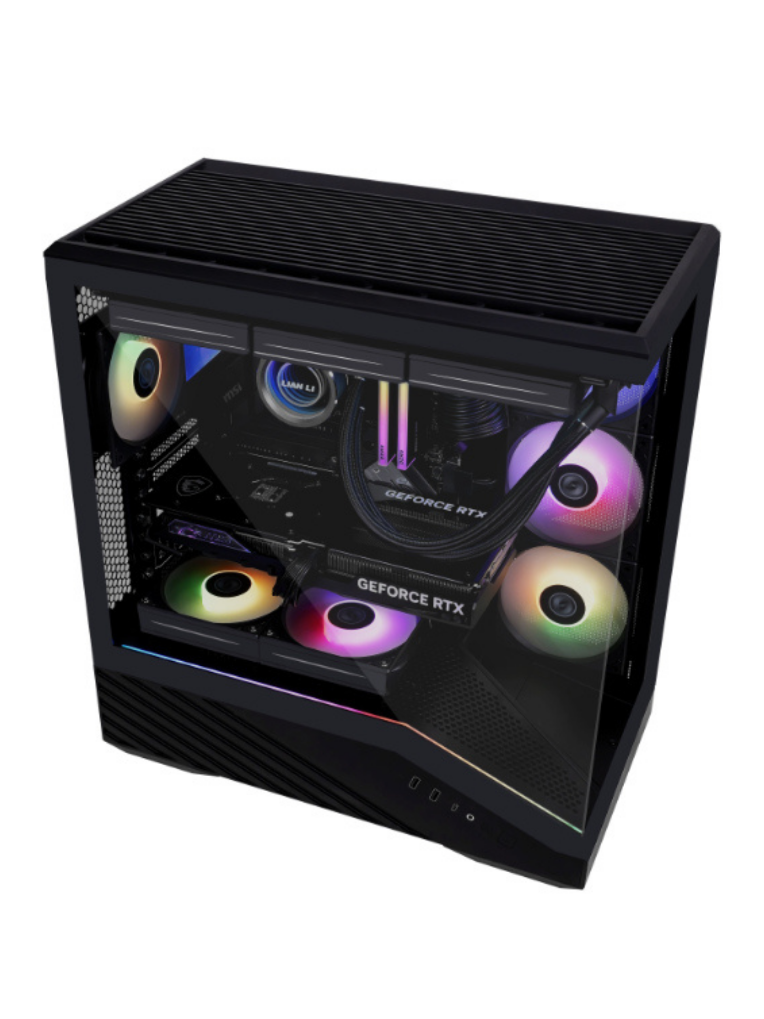 Lian Li Vector V100 Mid Tower Tempered Glass Gaming Case - 4 ARGB Fans - Black-4