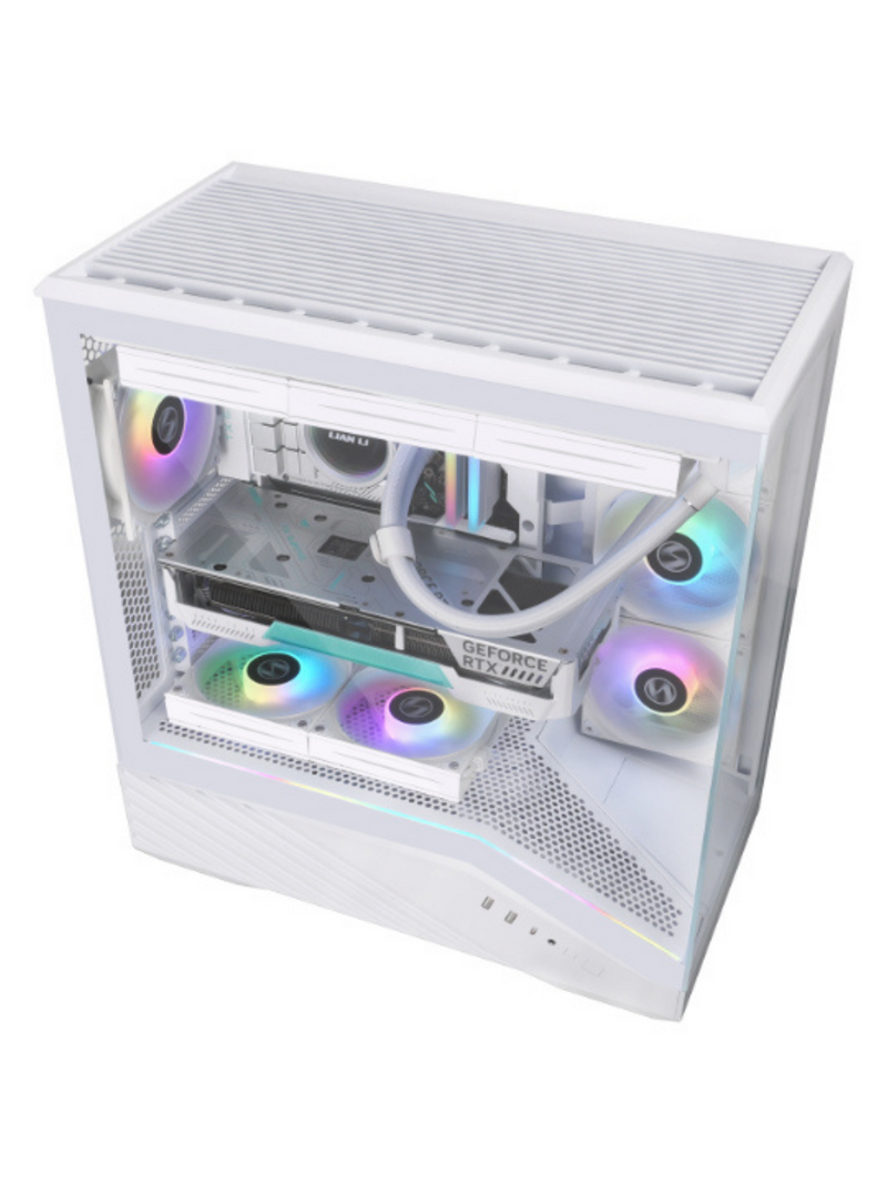 Lian Li Vector V100 Mid Tower Tempered Glass Gaming Case - 4 ARGB Fans - White-6