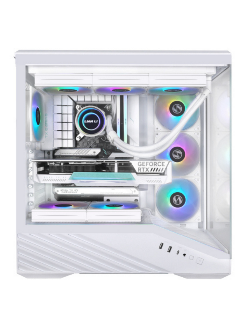 Lian Li Vector V100 Mid Tower Tempered Glass Gaming Case - 4 ARGB Fans - White-5
