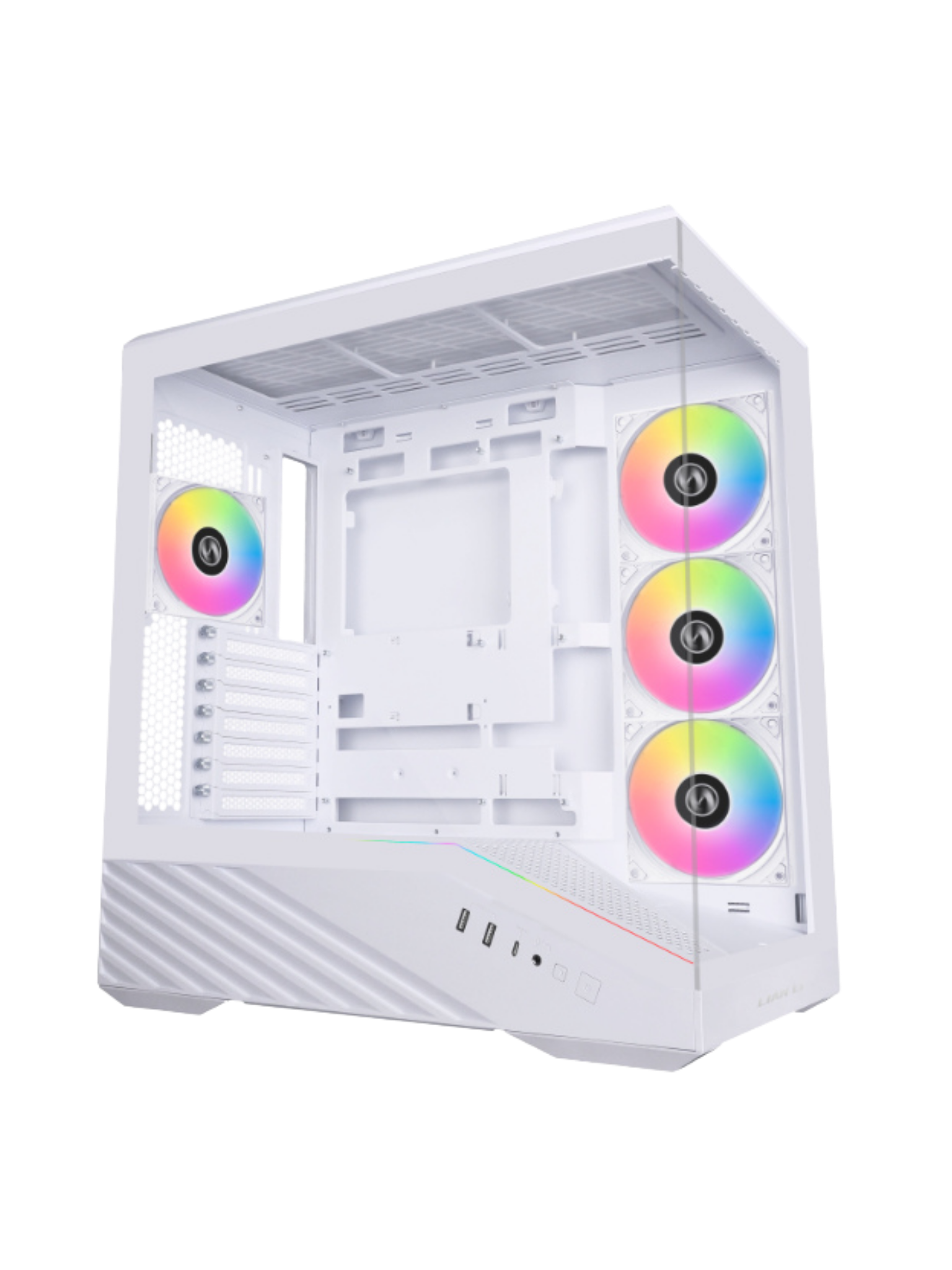 Lian Li Vector V100 Mid Tower Tempered Glass Gaming Case - 4 ARGB Fans - White