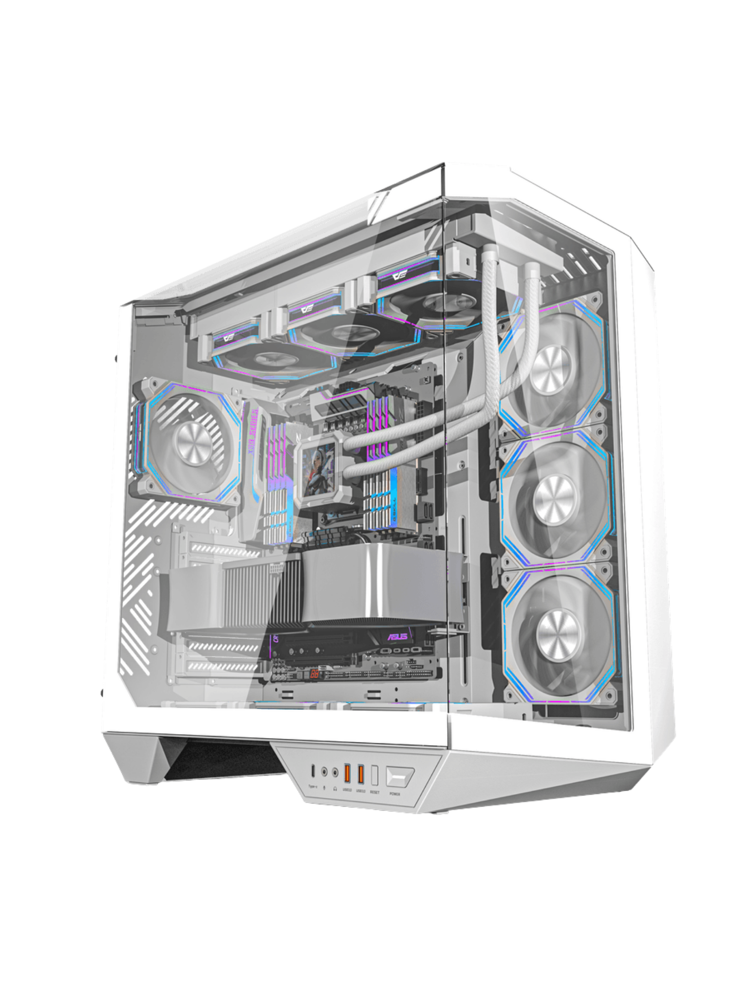 Darkflash DY470 Mid-Tower ATX Gaming Case - Tempered Glass - 4 Infinity Fans - ARGB Controller - White-1