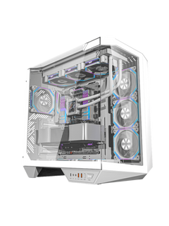 Darkflash DY470 Mid-Tower ATX Gaming Case - Tempered Glass - 4 Infinity Fans - ARGB Controller - White-1