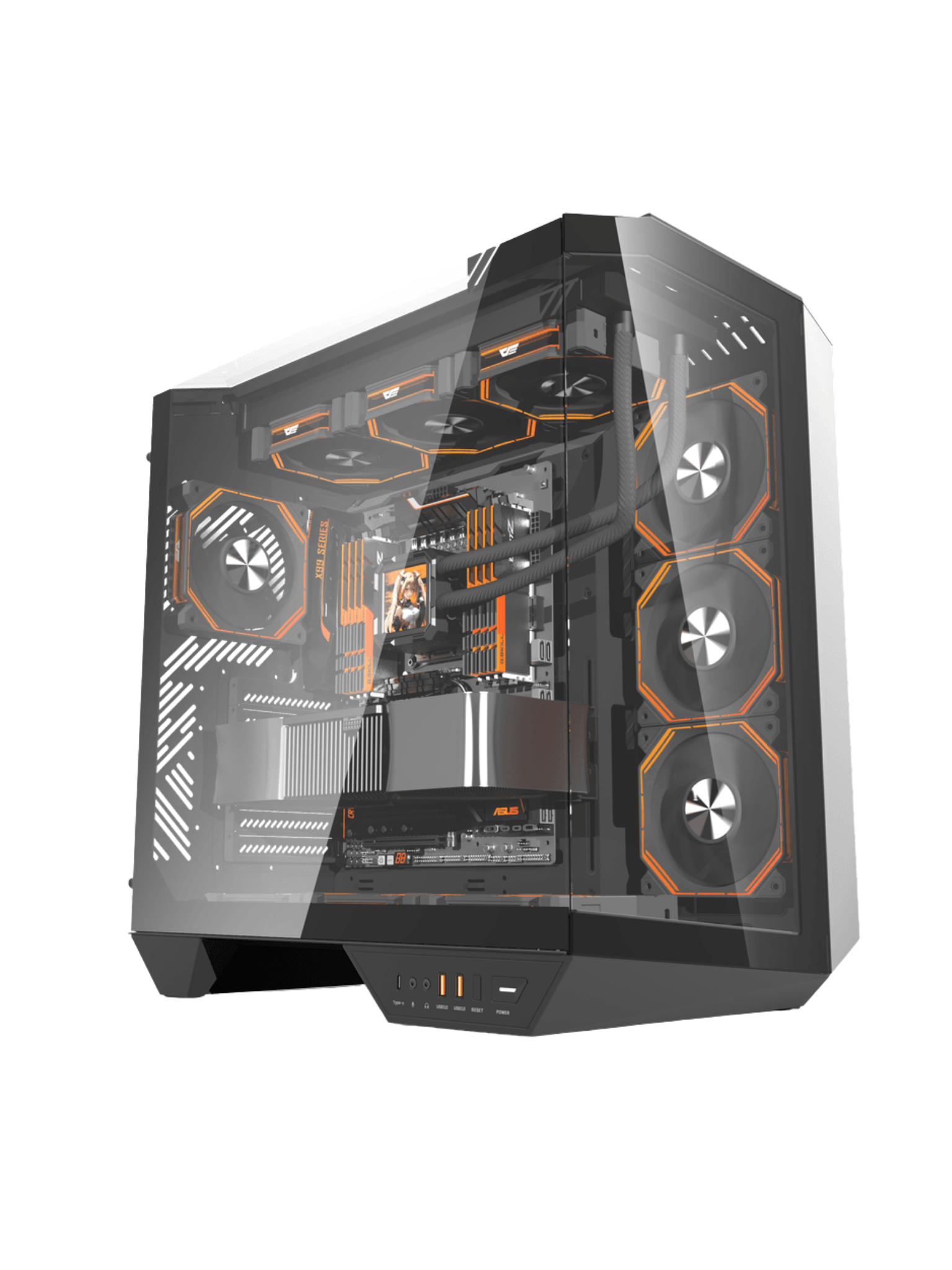 Darkflash DY470 Mid-Tower ATX Gaming Case - Tempered Glass - 4 Infinity Fans - ARGB Controller -Black-1