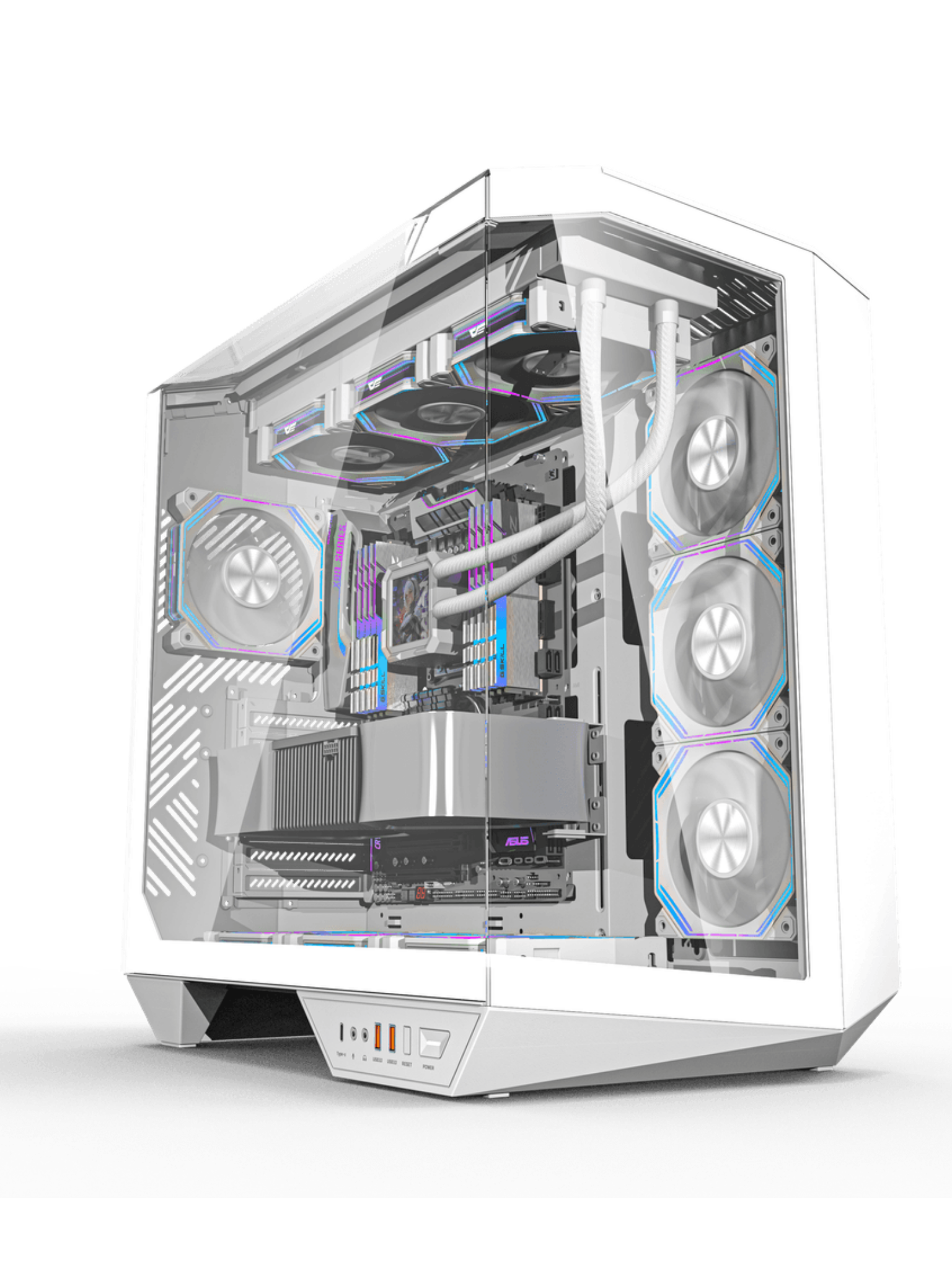 Darkflash DY470 Mid-Tower ATX Gaming Case - Tempered Glass - 4 Infinity Fans - ARGB Controller - White-2