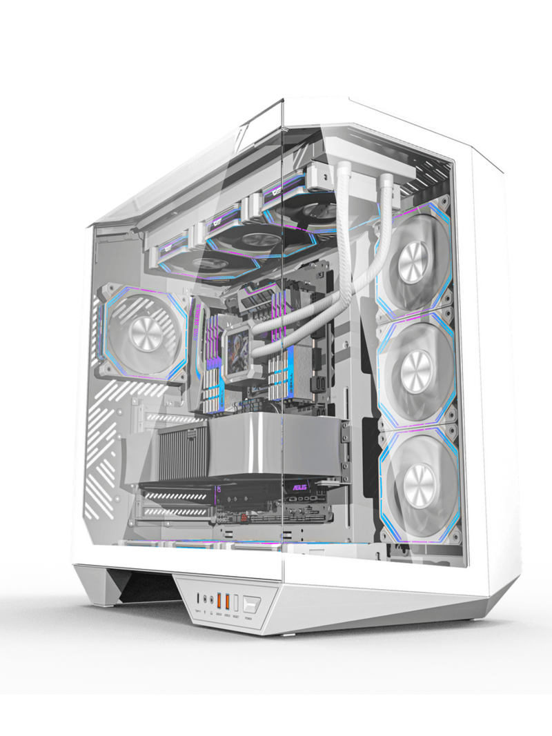 Darkflash DY470 Mid-Tower ATX Gaming Case - Tempered Glass - 4 Infinity Fans - ARGB Controller - White-2