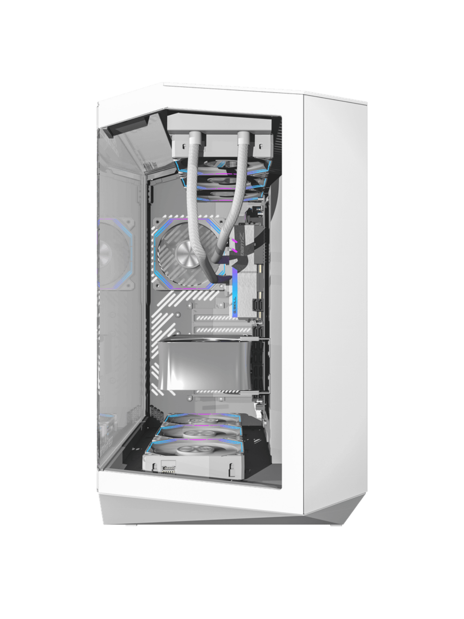 Darkflash DY470 Mid-Tower ATX Gaming Case - Tempered Glass - 4 Infinity Fans - ARGB Controller - White-5