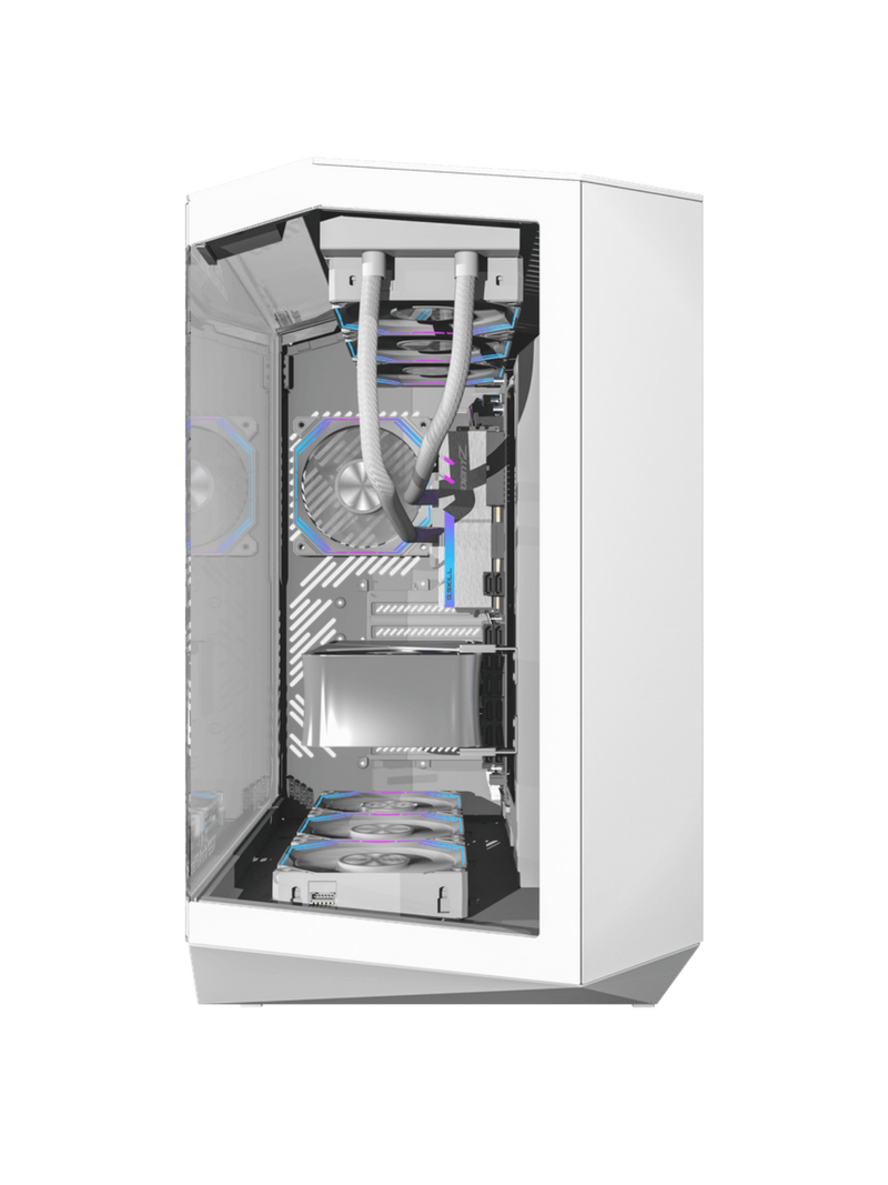 Darkflash DY470 Mid-Tower ATX Gaming Case - Tempered Glass - 4 Infinity Fans - ARGB Controller - White-5