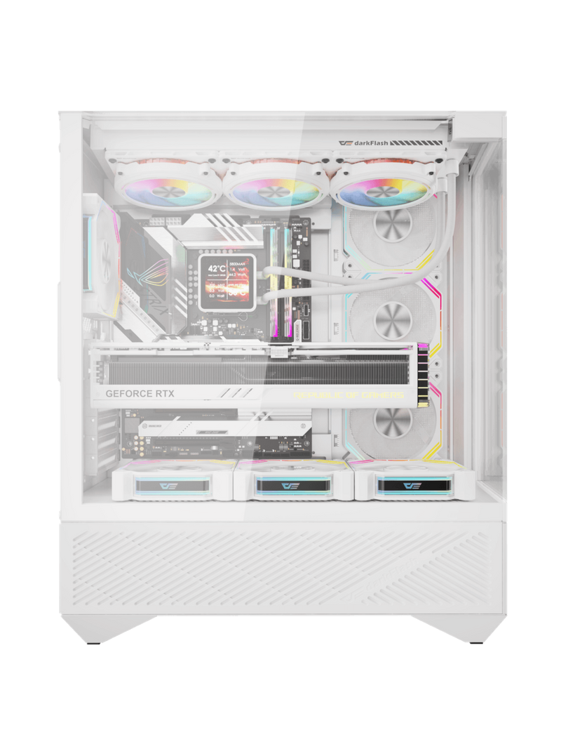 Darkflash DY460 Mid-Tower ATX Gaming Case - Tempered Glass - 4 Infinity Fans - ARGB Controller - White-7