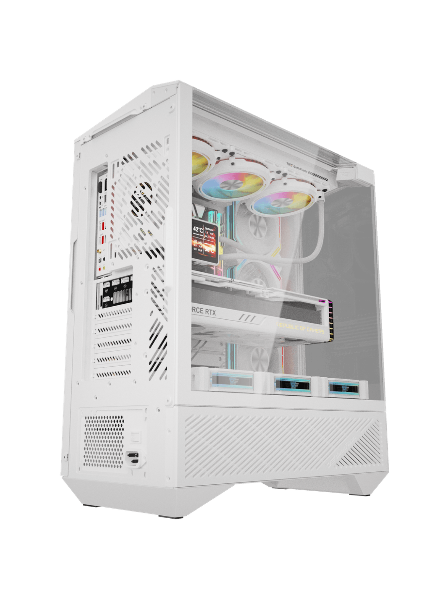 Darkflash DY460 Mid-Tower ATX Gaming Case - Tempered Glass - 4 Infinity Fans - ARGB Controller - White-3