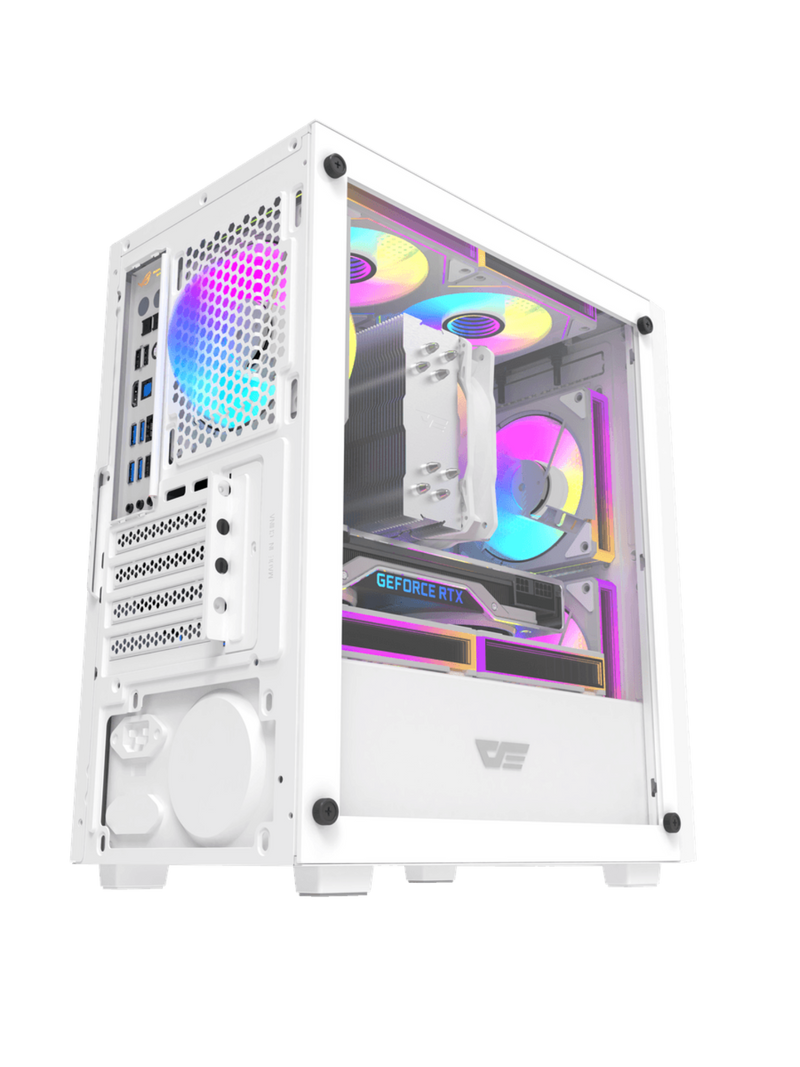 Darkflash M305 Mini-Tower M-ATX Gaming Case - Without Fans - White-2
