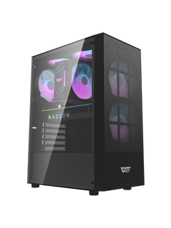 Darkflash A290 Mini-Tower M-ATX Gamine Case with Side Glass - 3 RGB Fans - Black-1