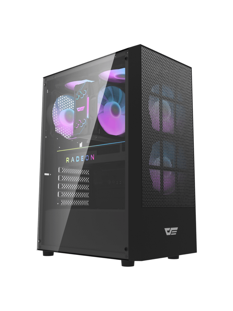 Darkflash A290 Mini-Tower M-ATX Gamine Case with Side Glass - 3 RGB Fans - Black-1