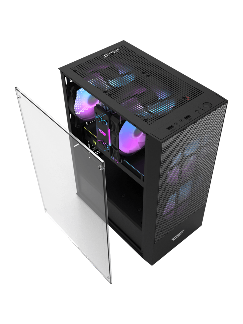 Darkflash A290 Mini-Tower M-ATX Gamine Case with Side Glass - 3 RGB Fans - Black-2