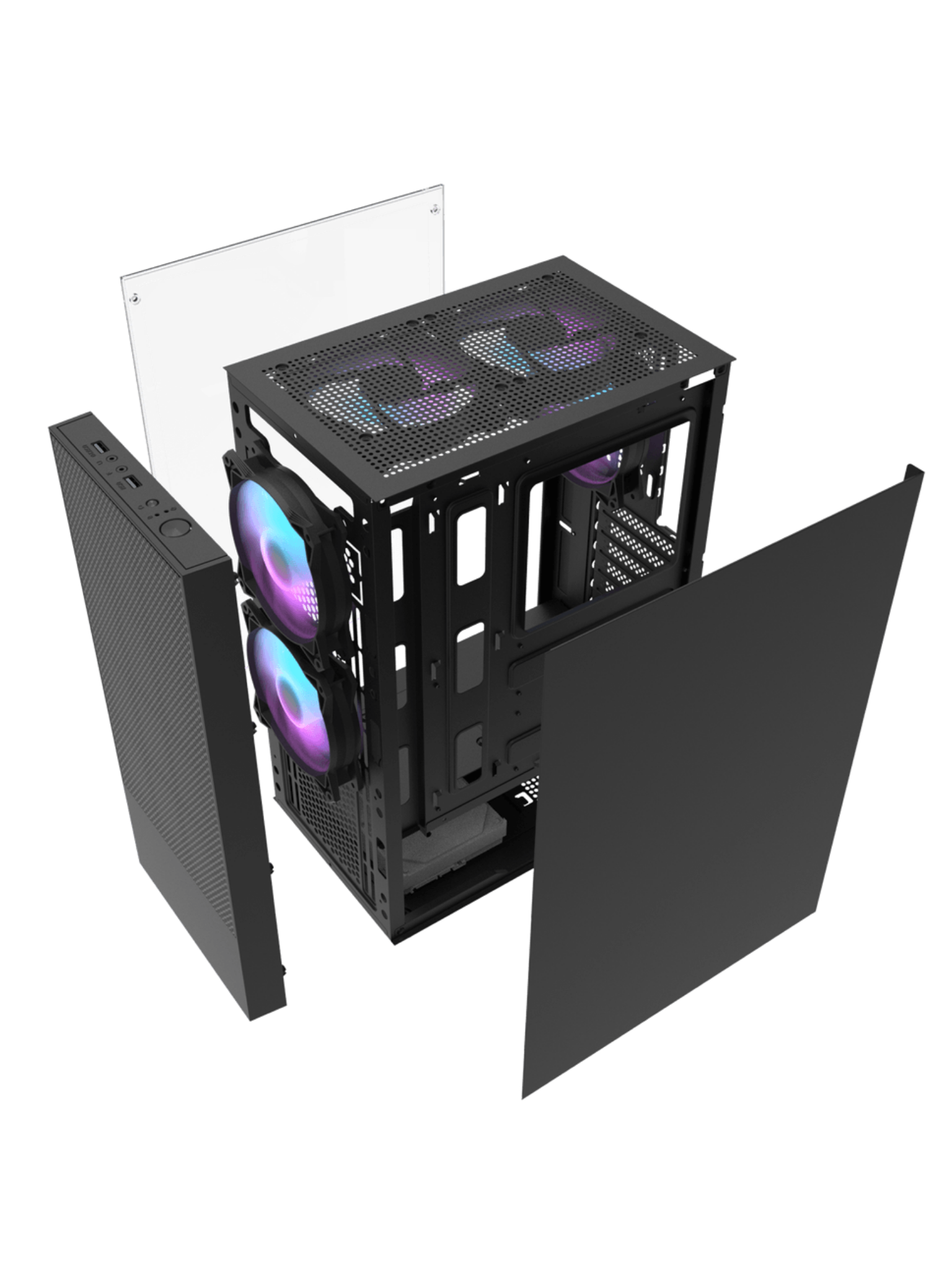 Darkflash A290 Mini-Tower M-ATX Gamine Case with Side Glass - 3 RGB Fans - Black-3