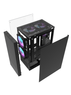 Darkflash A290 Mini-Tower M-ATX Gamine Case with Side Glass - 3 RGB Fans - Black-3