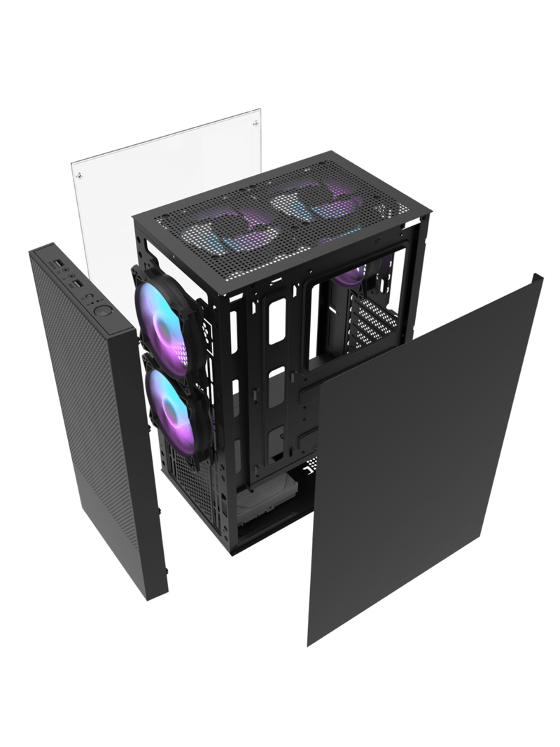Darkflash A290 Mini-Tower M-ATX Gamine Case with Side Glass - 3 RGB Fans - Black-3