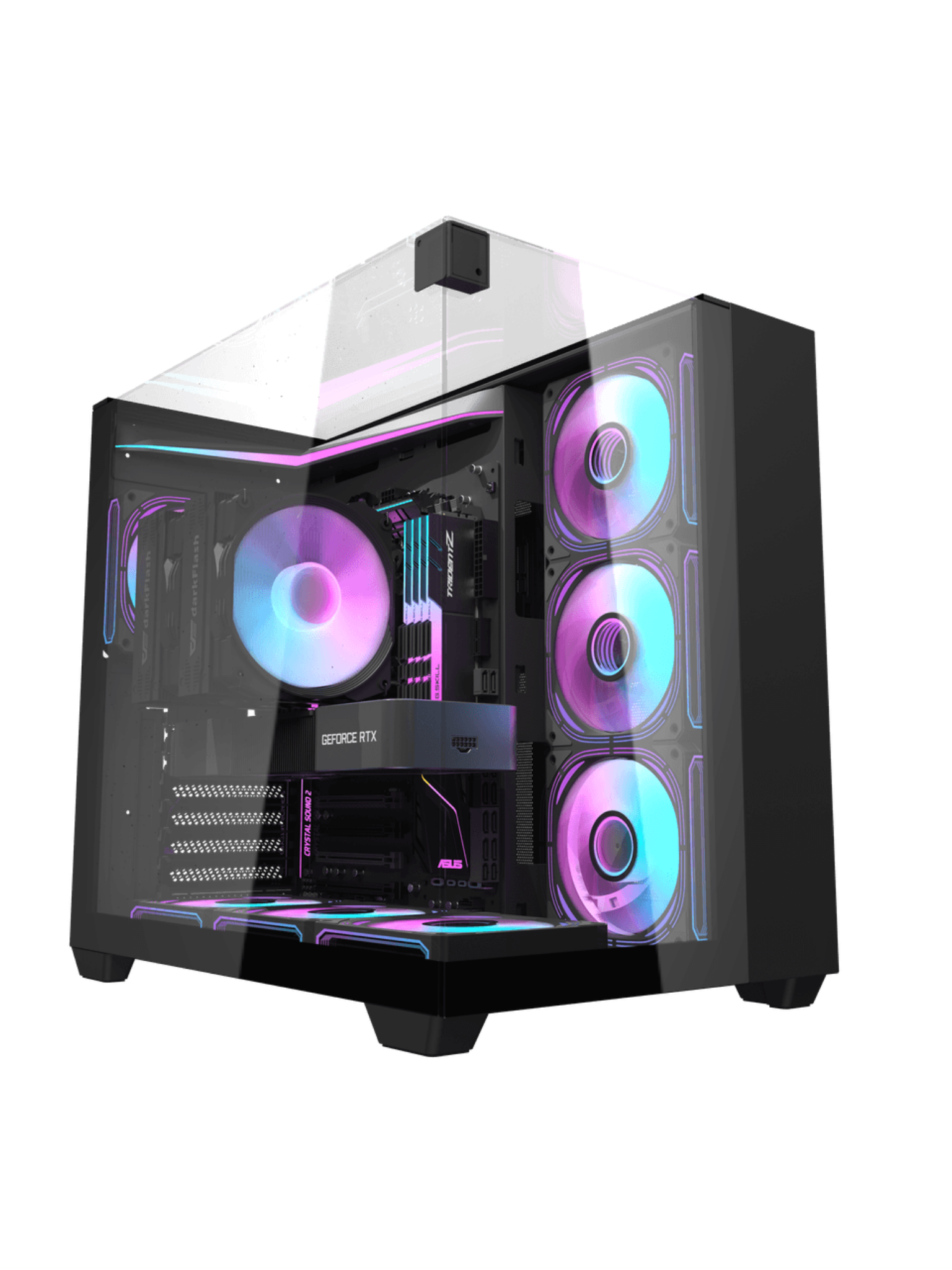 Darkflash TH285 Mid-Tower ATX Gaming Case - Tempered Glass - Without Fans - Black-1