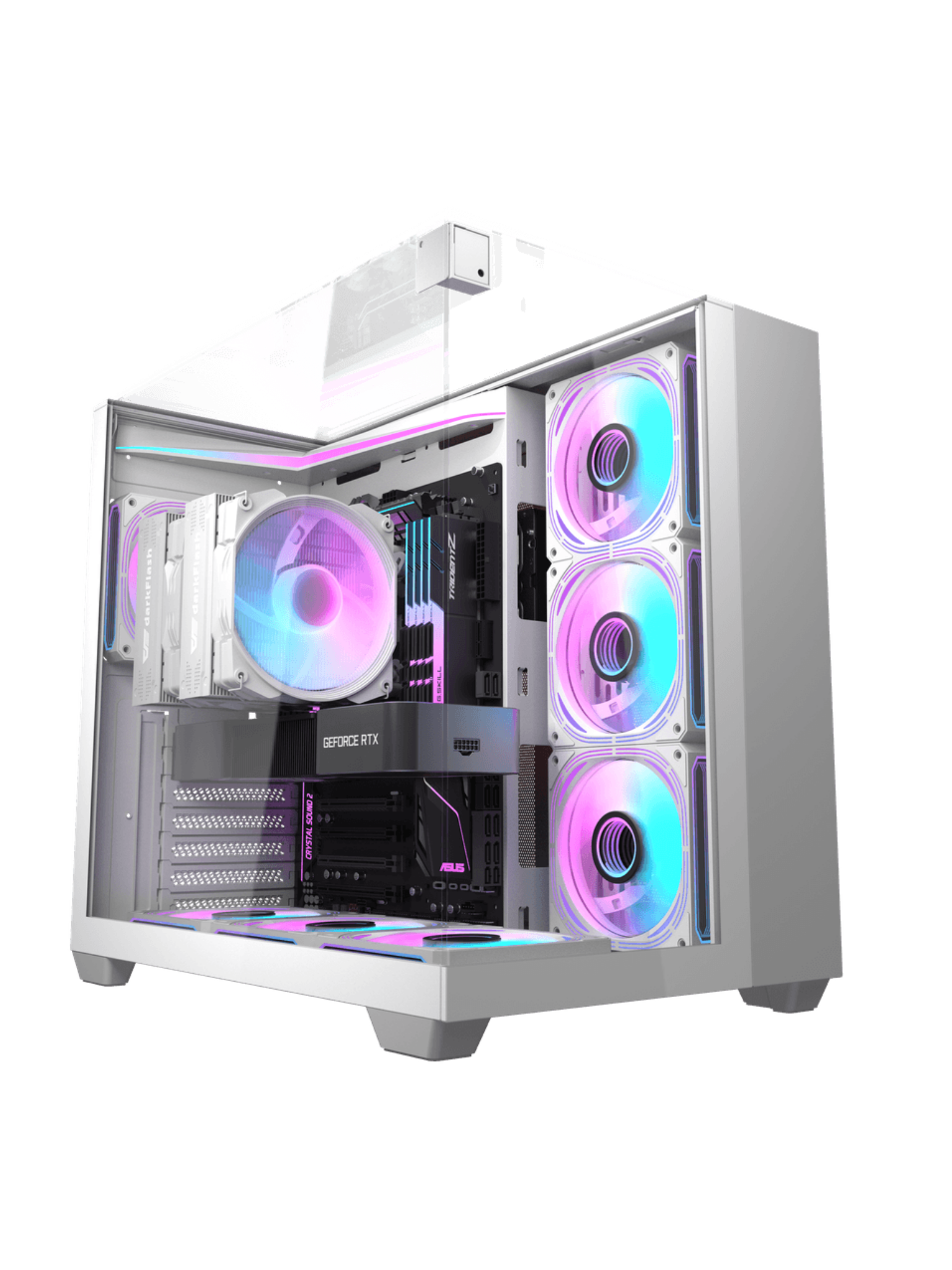 Darkflash TH285 Mid-Tower ATX Gaming Case - Tempered Glass - Without Fans - White