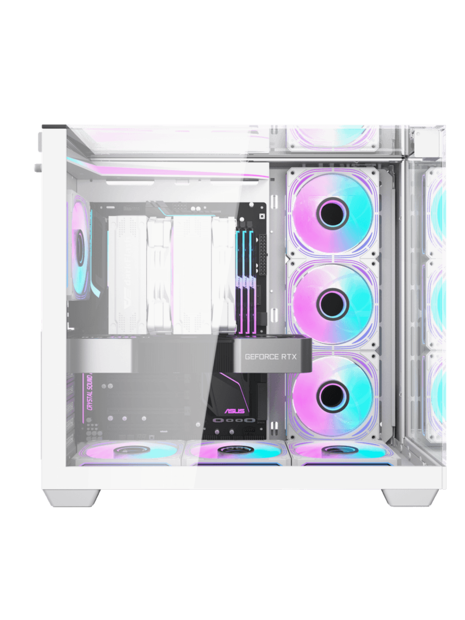 Darkflash TH285 Mid-Tower ATX Gaming Case - Tempered Glass - Without Fans - White