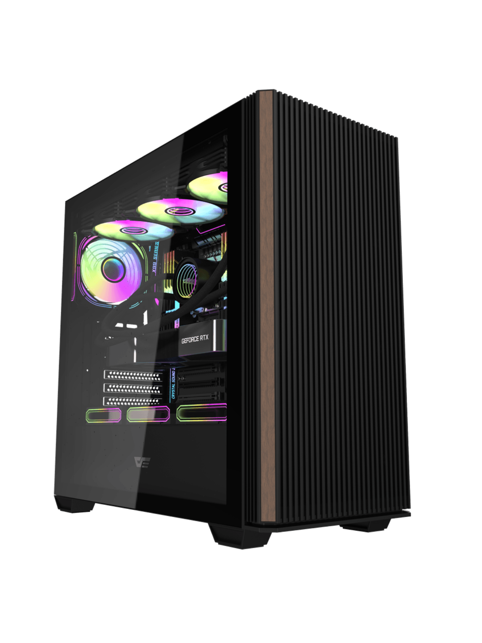 Darkflash DS900WS Mid-Tower ATX Gaming Case - Wood Inspired - Without Fans - Black-1