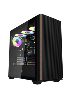 Darkflash DS900WS Mid-Tower ATX Gaming Case - Wood Inspired - Without Fans - Black-1