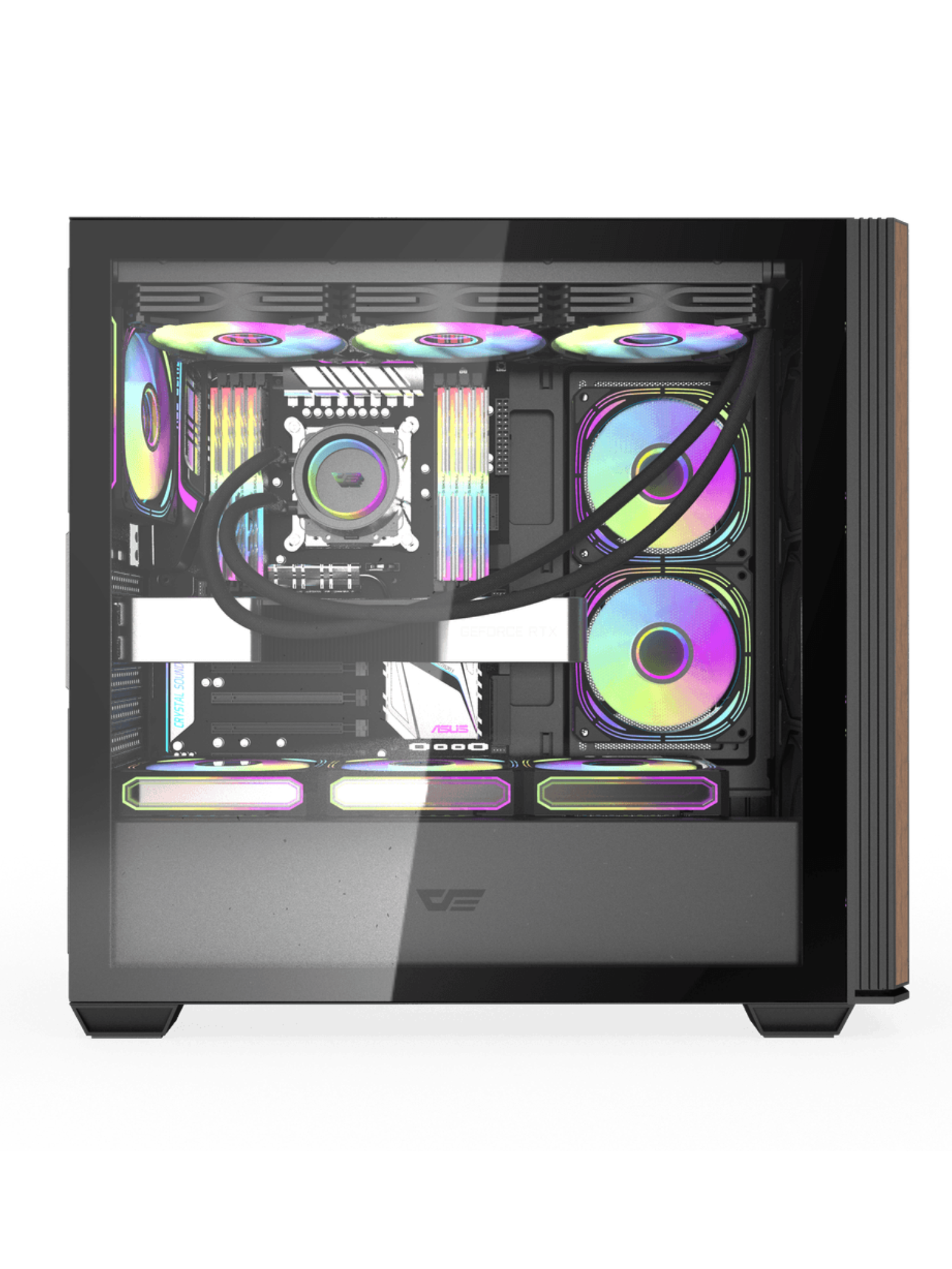 Darkflash DS900WS Mid-Tower ATX Gaming Case - Wood Inspired - Without Fans - Black-3