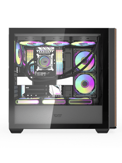 Darkflash DS900WS Mid-Tower ATX Gaming Case - Wood Inspired - Without Fans - Black-3
