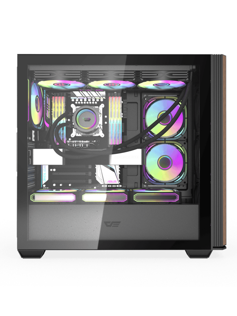 Darkflash DS900WS Mid-Tower ATX Gaming Case - Wood Inspired - Without Fans - Black-3