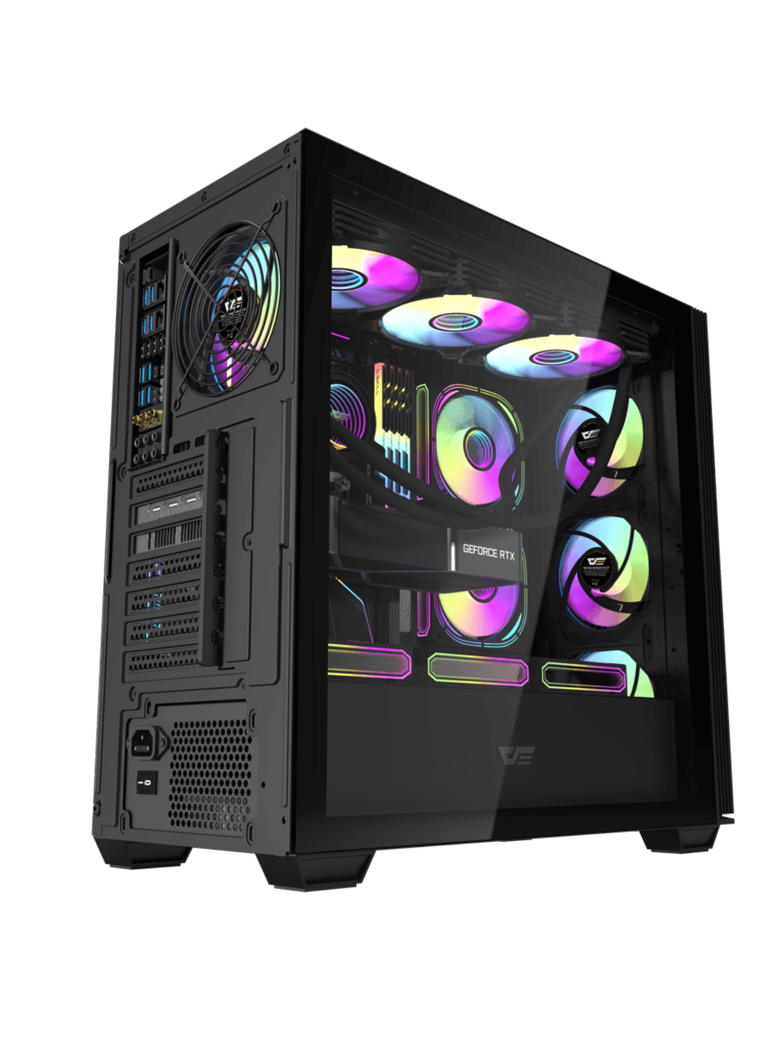 Darkflash DS900WS Mid-Tower ATX Gaming Case - Wood Inspired - Without Fans - Black-2