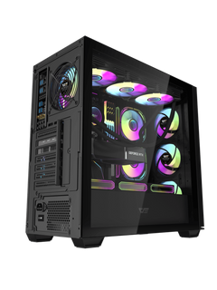 Darkflash DS900WS Mid-Tower ATX Gaming Case - Wood Inspired - Without Fans - Black-2